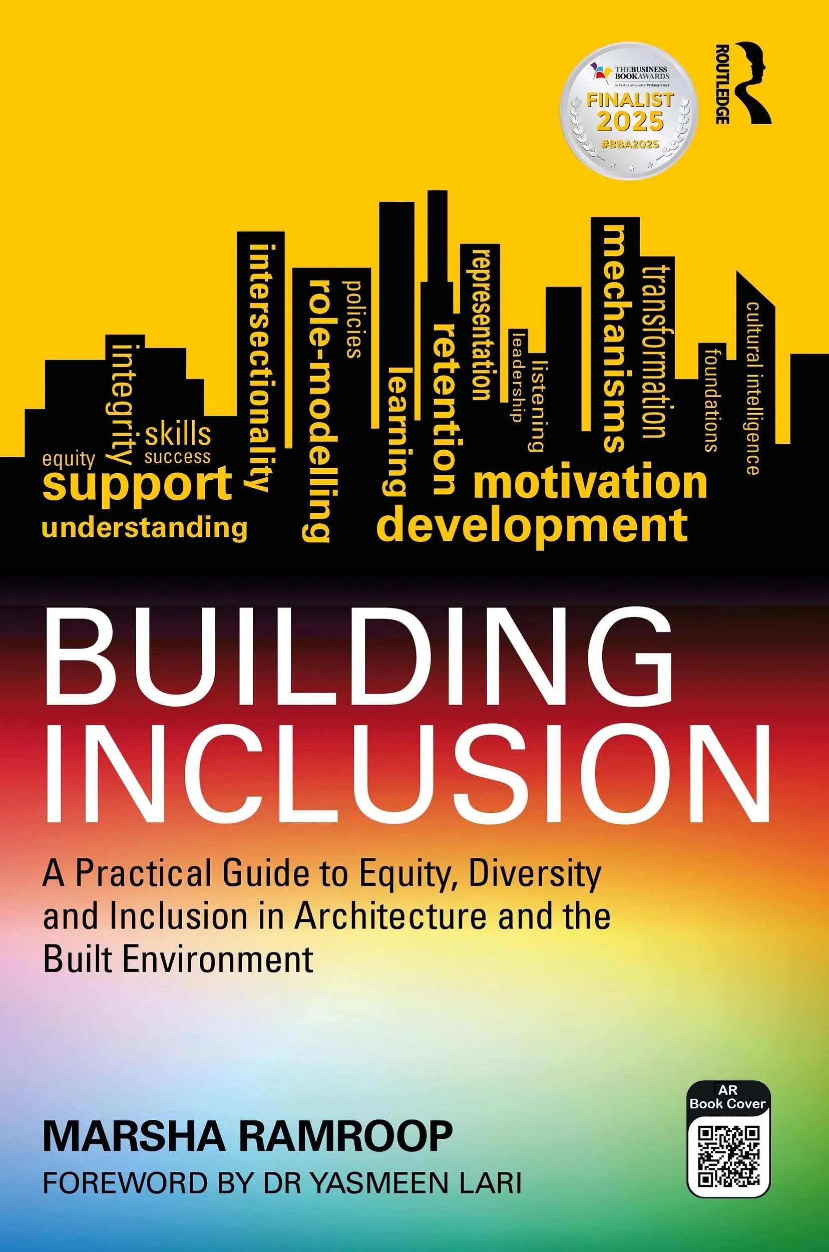 Cover of “Building Inclusion” by Marsha Ramroop, a practical guide to equity, diversity and inclusion in architecture and the built environment.