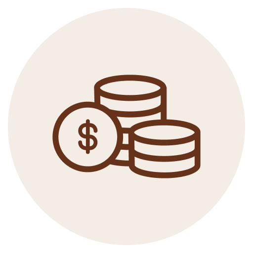 Illustration of stacked coins and a coin with a dollar sign.