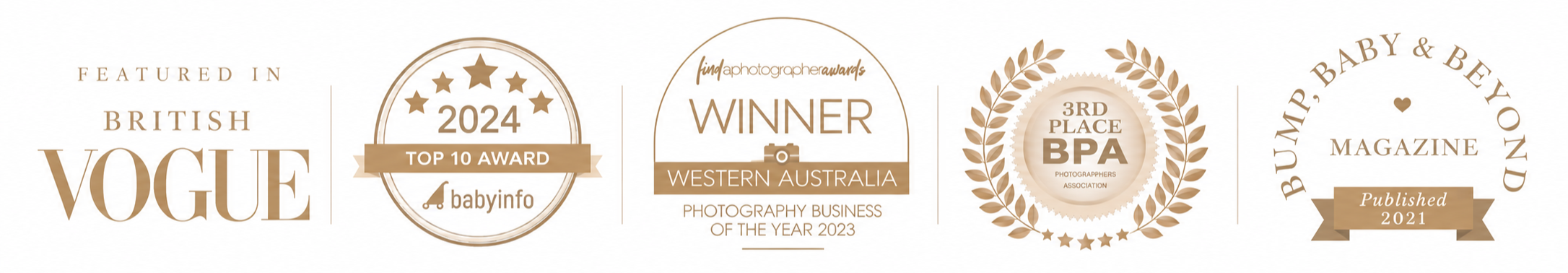 Love Olive Photography awards and features including British Vogue, BabyInfo Top 10, Find a Photographer Awards and BPA