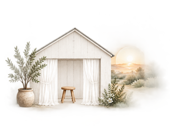 Illustration representing studio and sunset family photography sessions.