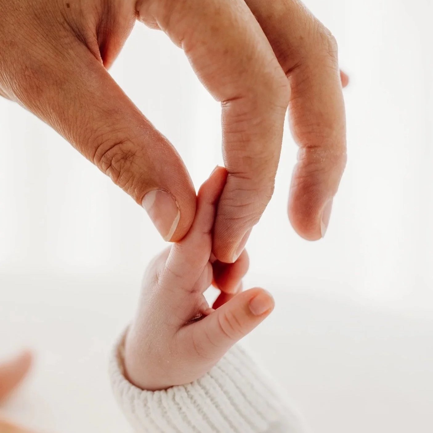 Close-up of a newborn baby’s tiny hand, photographed during a newborn session at Love Olive Photography.