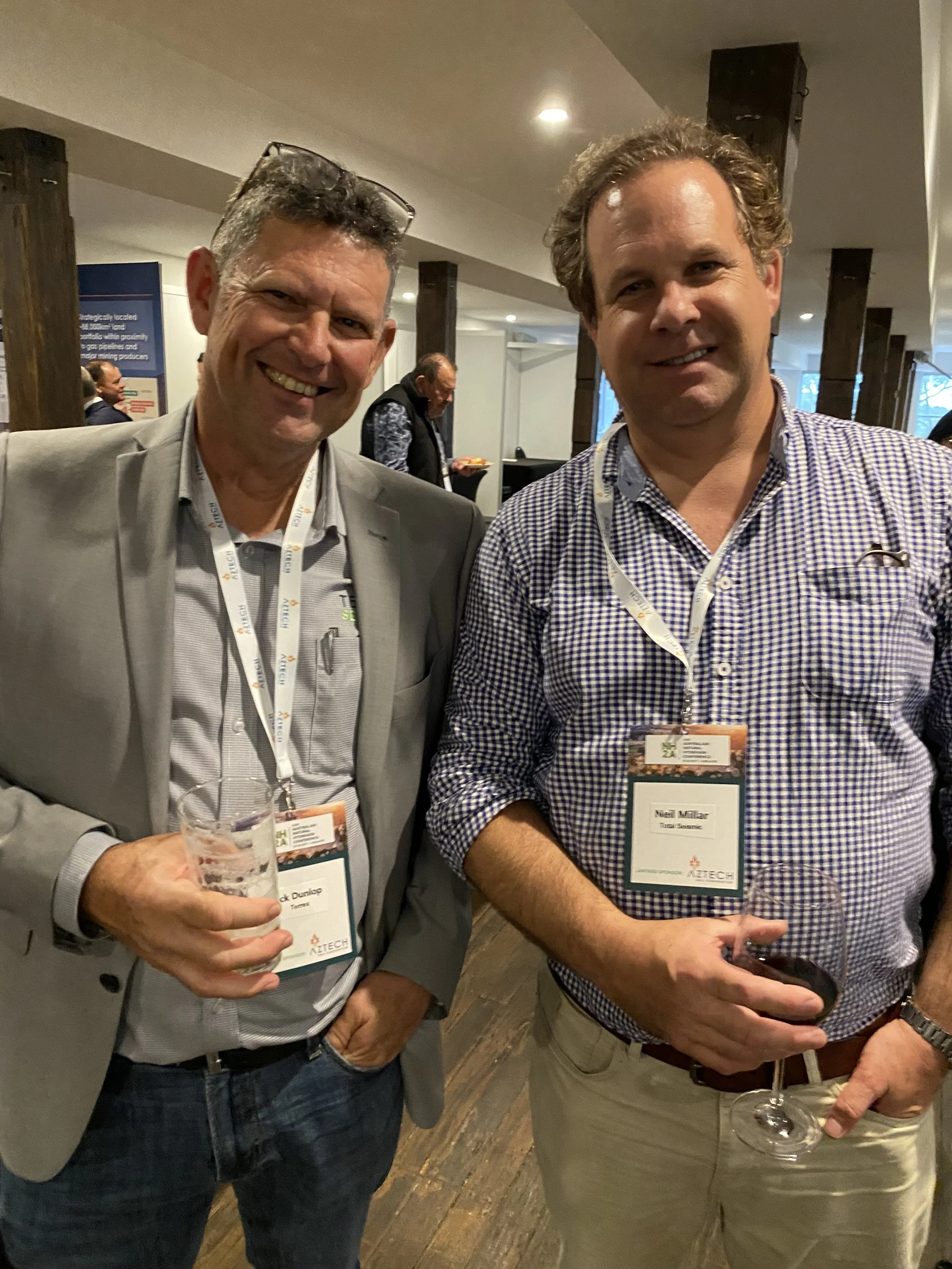 Rick Dunlop (Terrex Seismic) and Neil Millar (Total Seismic) at Icebreaker.