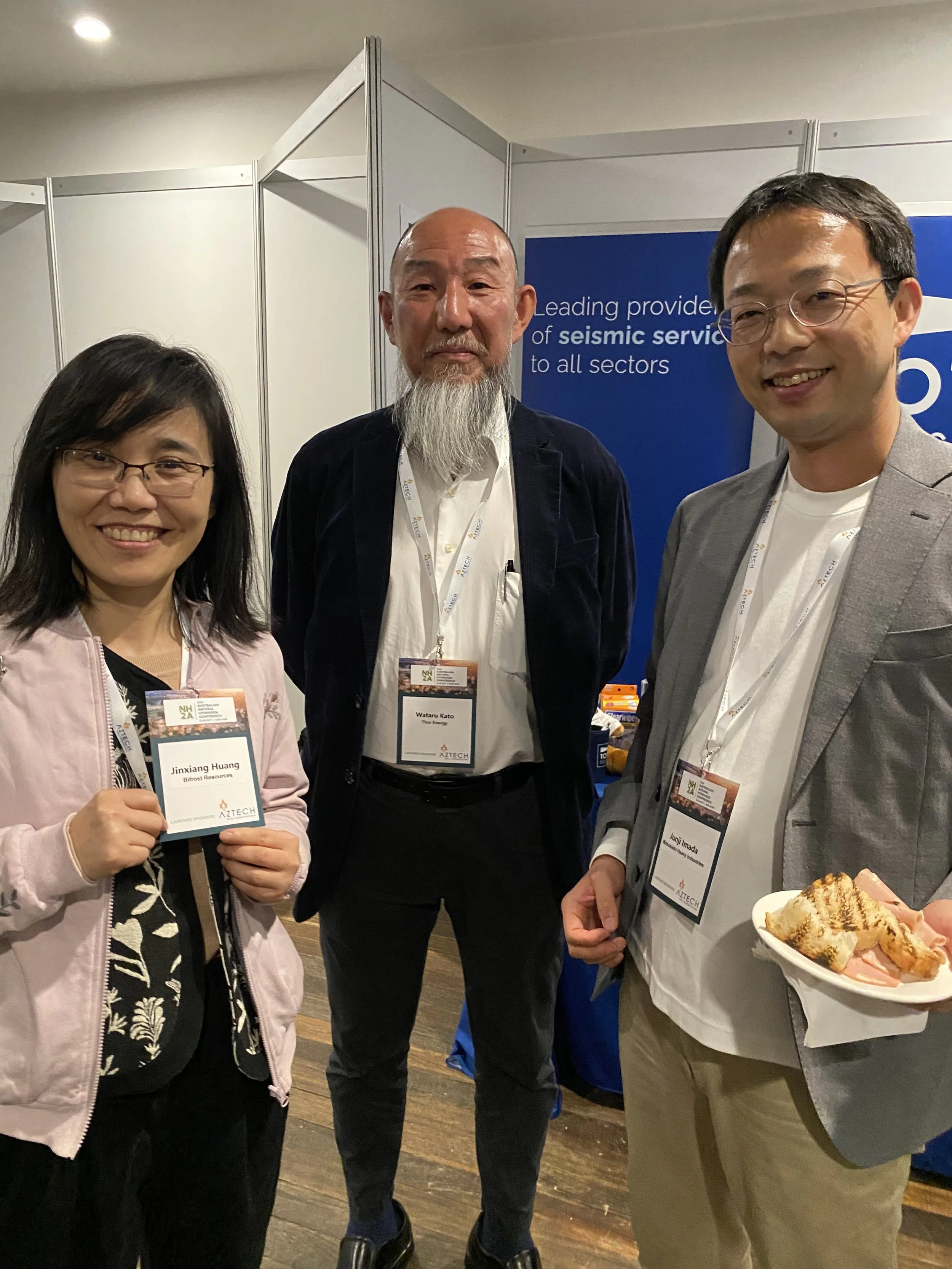 Jinxiang Huang (Bifrost Resources), Wataru Kato (Thor Energy) and Junji Amada (Mitsubishi Heavy Industries) at the welcome evening.