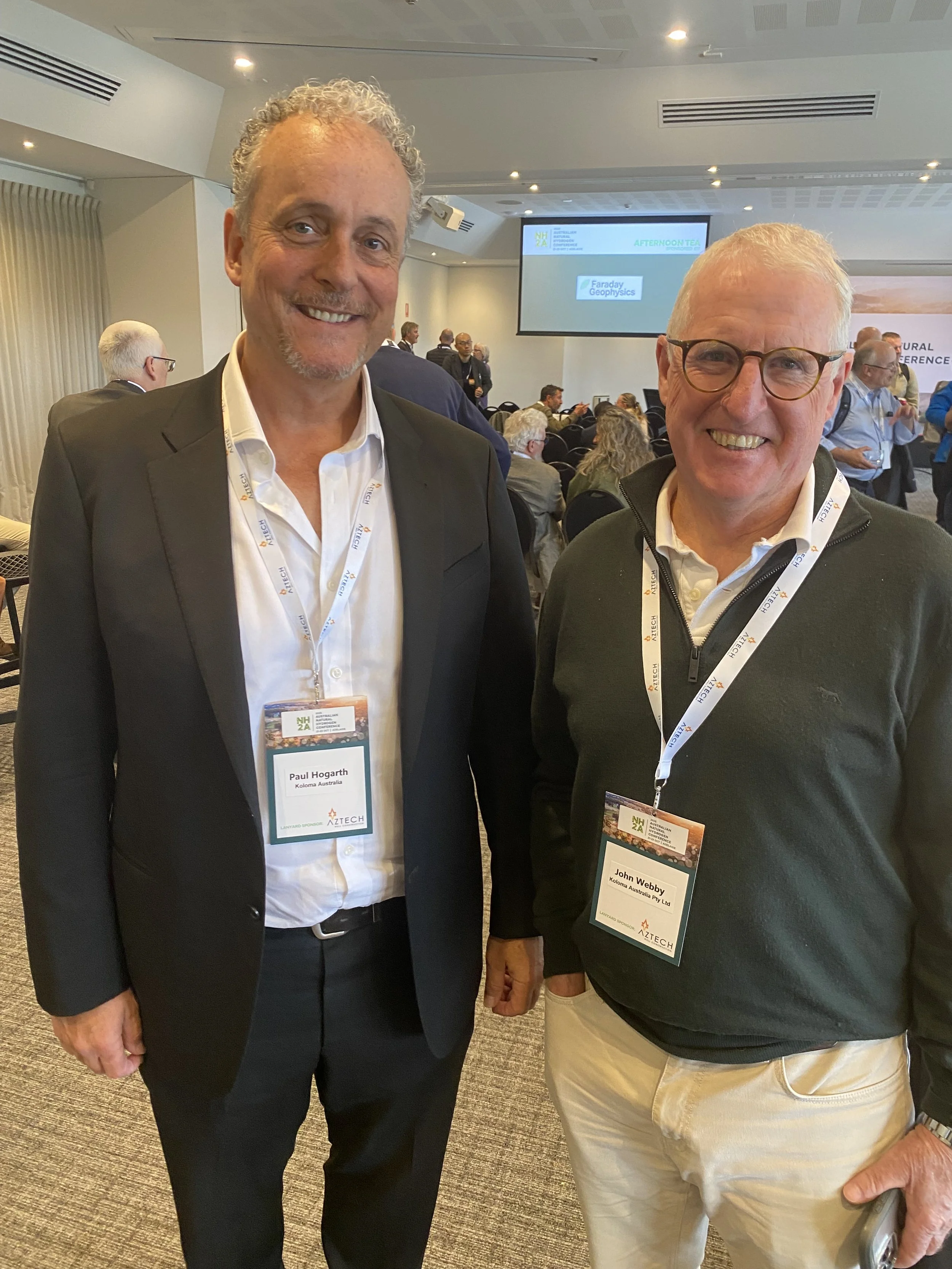 Paul Hogarth (Koloma Australia, left) and John Webby (also Koloma) enjoy the occasion.