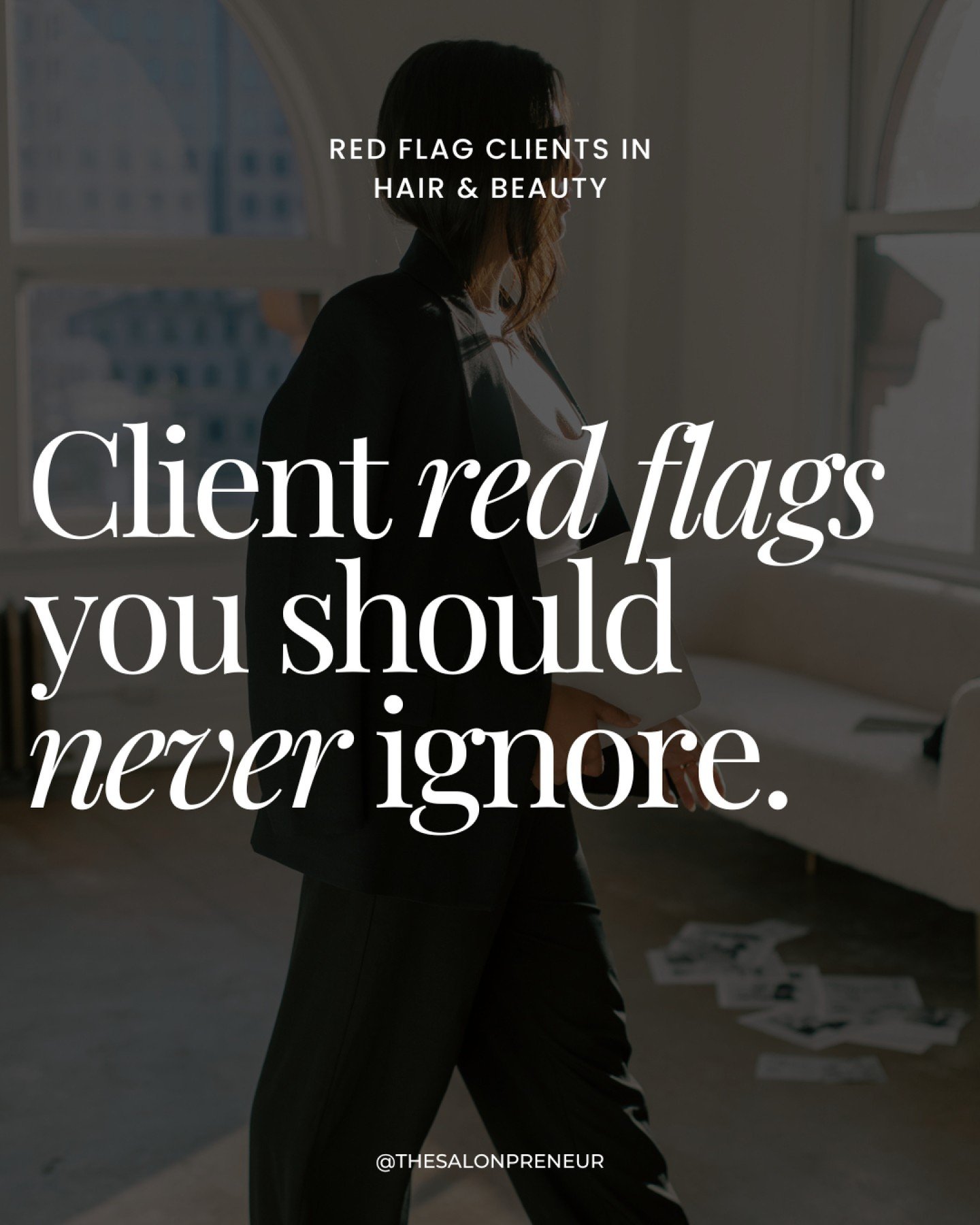 Don't ignore these client red flags!🚩🚩🚩 🌟

Every hairdresser or beautican has encountered these familiar client types: the time-disrespecter, the emotional discount seeker, the chronic salon complainer, the perpetual complainer-returner, and the 