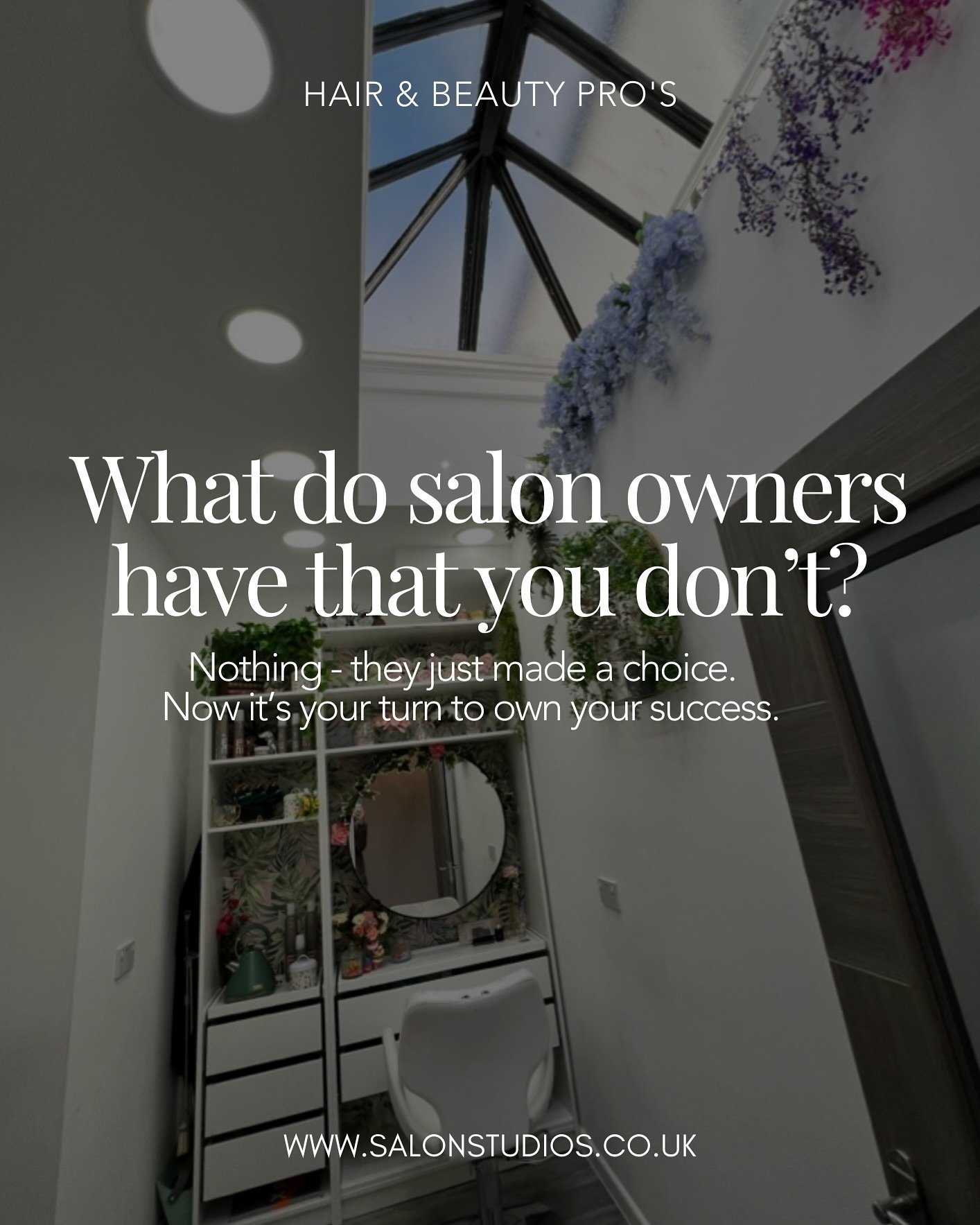 What Do Salon Owners Have That You Don&rsquo;t?

Nothing&mdash;except the choice they made to take control of their life. 💪✨

It&rsquo;s easy to say it&rsquo;s all about the money or startup costs, but at Salon Studios, we eliminate those barriers. 