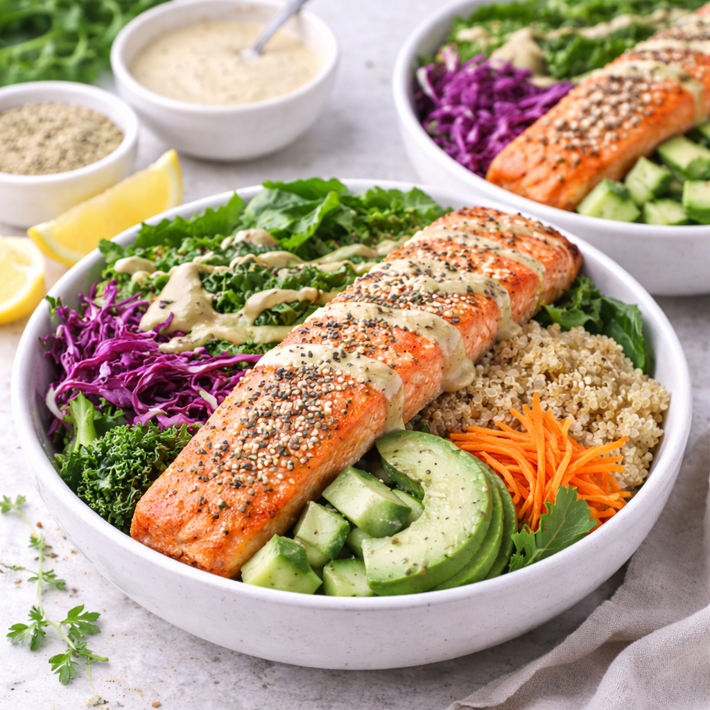 Omega-3 Salmon Bowl with Leafy Greens