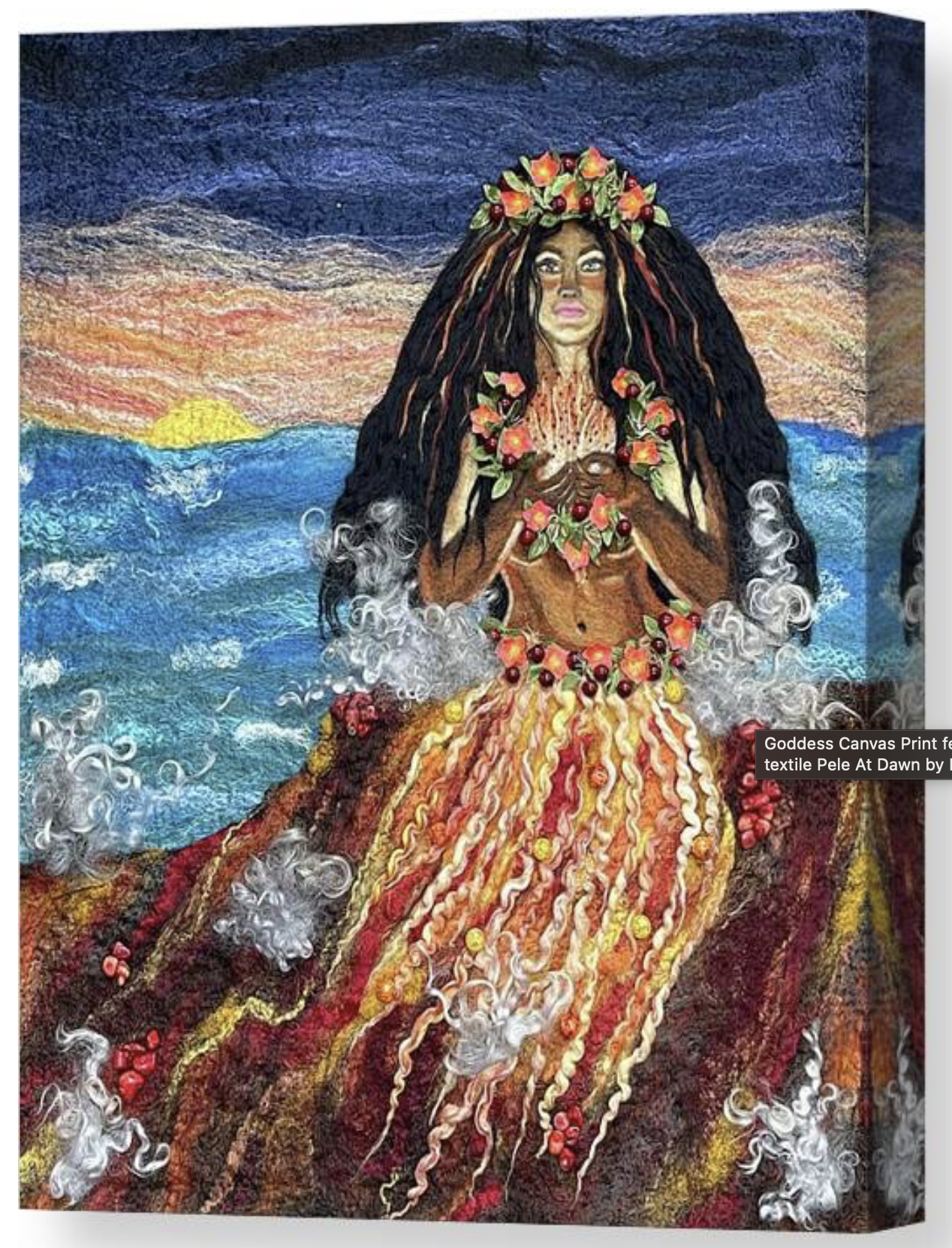 This orignal artwork, of the Goddess Pele, is sold. But you can purchase it on canvas, totes, tapestry, and more by going to my Fine Art America Gallery by clicking the link!