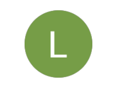 Green circular button with a white letter 'L' in the center.