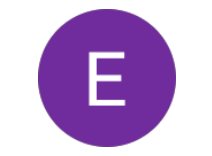 Purple circle with a white letter 'E' in the center