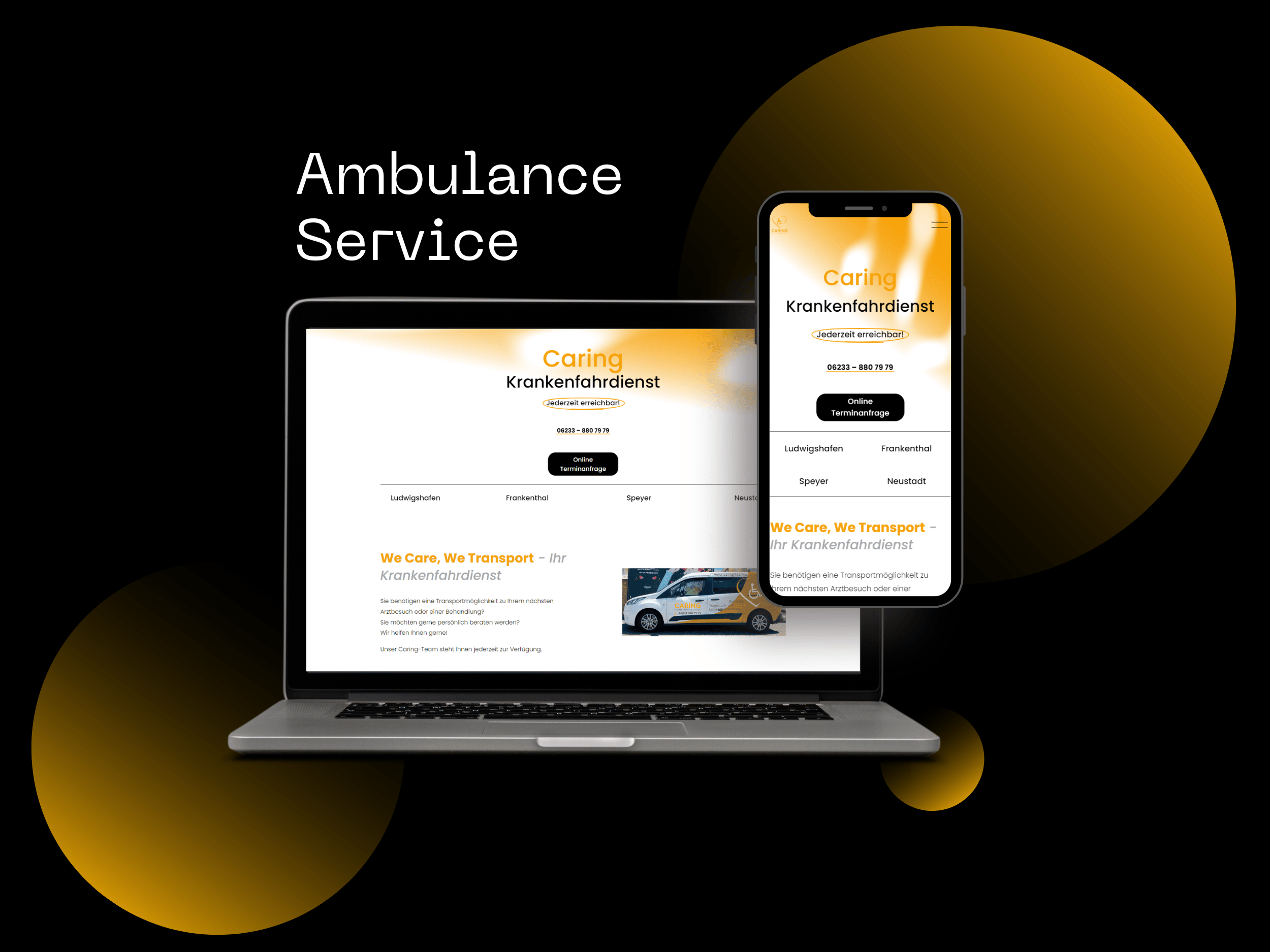 Squarespace Webdesign for  ambulance service Mobile Responsive and desktop view.png