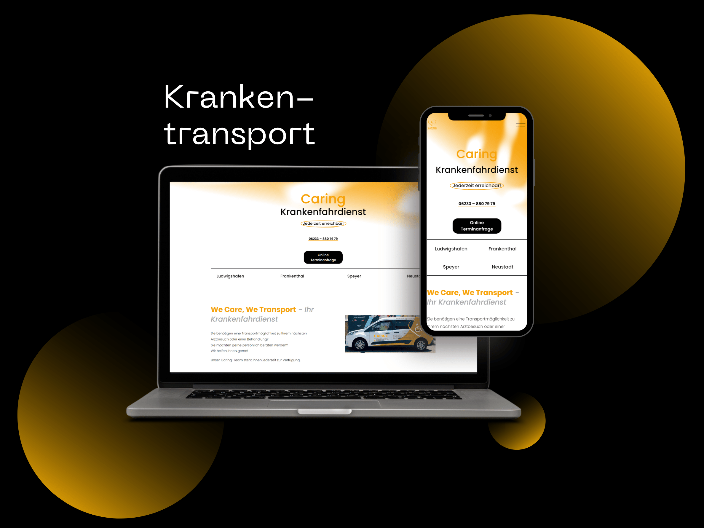 Webdesign erstellen lassen für Krankenfahrdienst in Frankenthal_Smartphone und Desktop ansicht.png