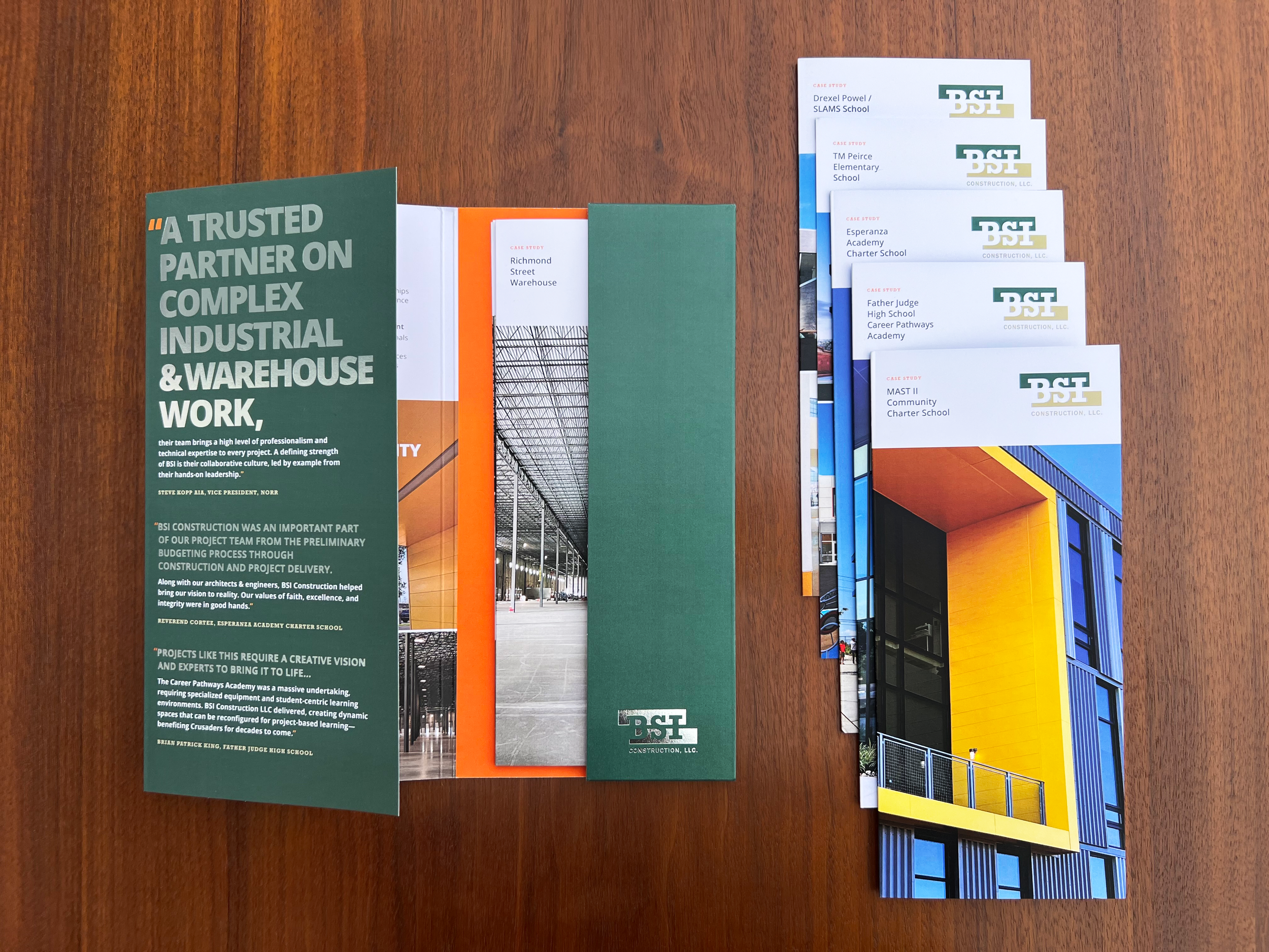 A image of a beautifully design brochure for BSI Construction