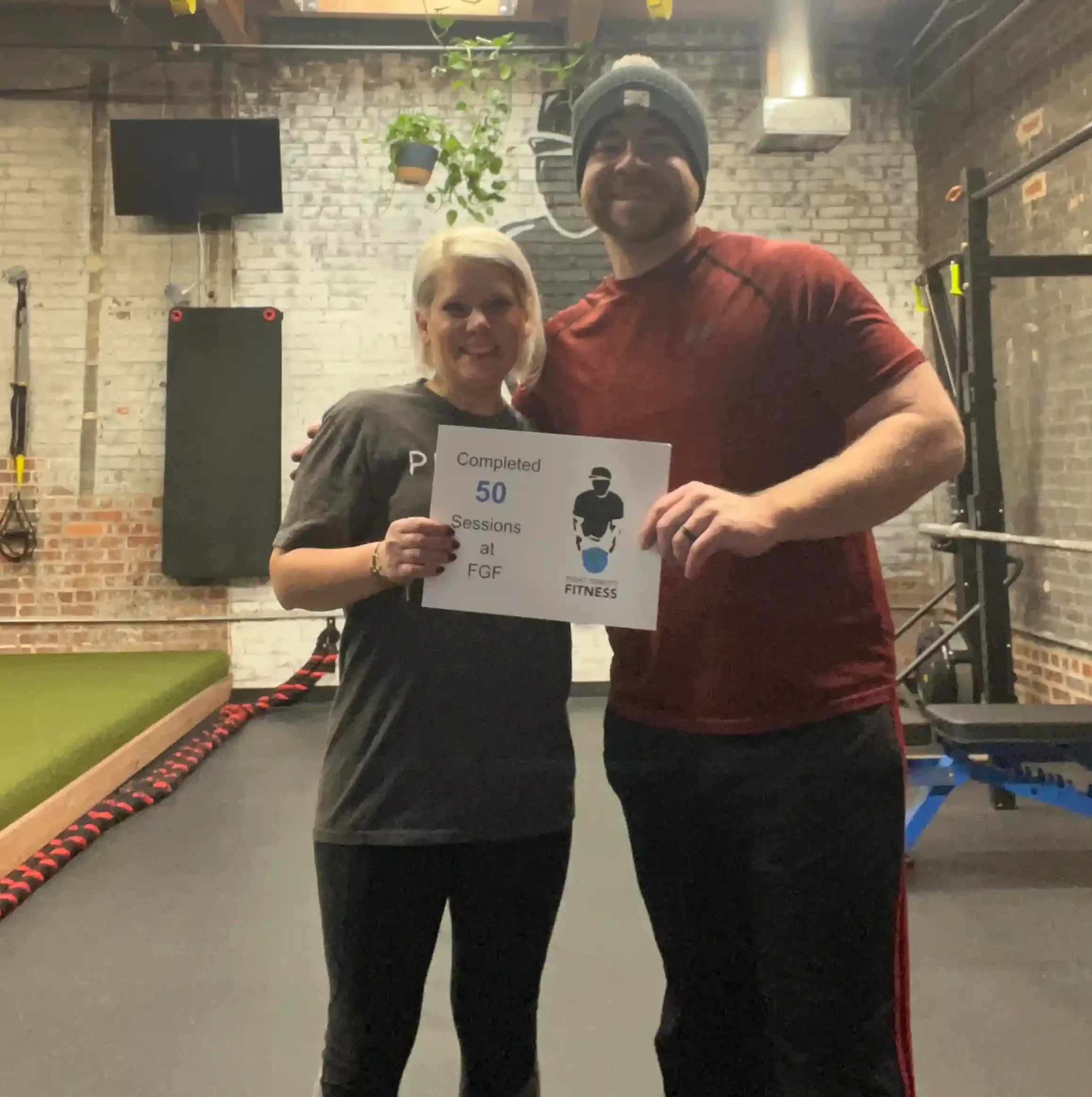 Fight Gravity Fitness with client completing 50 training sessions