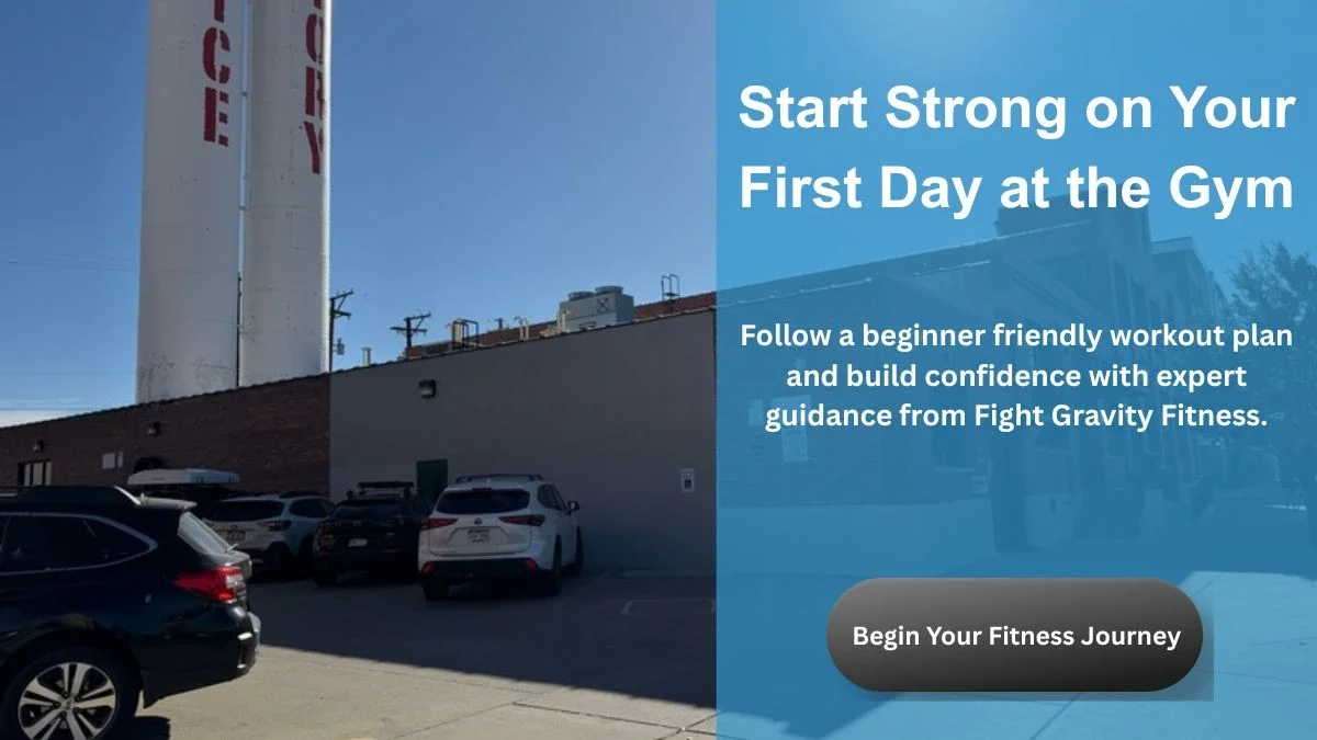 Fight Gravity Fitness gym exterior with message encouraging beginners to start their fitness journey