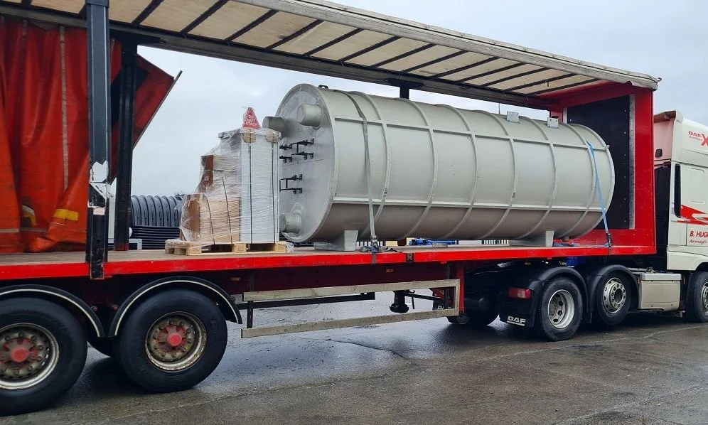 PS220 15m3 Containerised Pump Station_Delancey_Algeria_loaded on truck.jpg