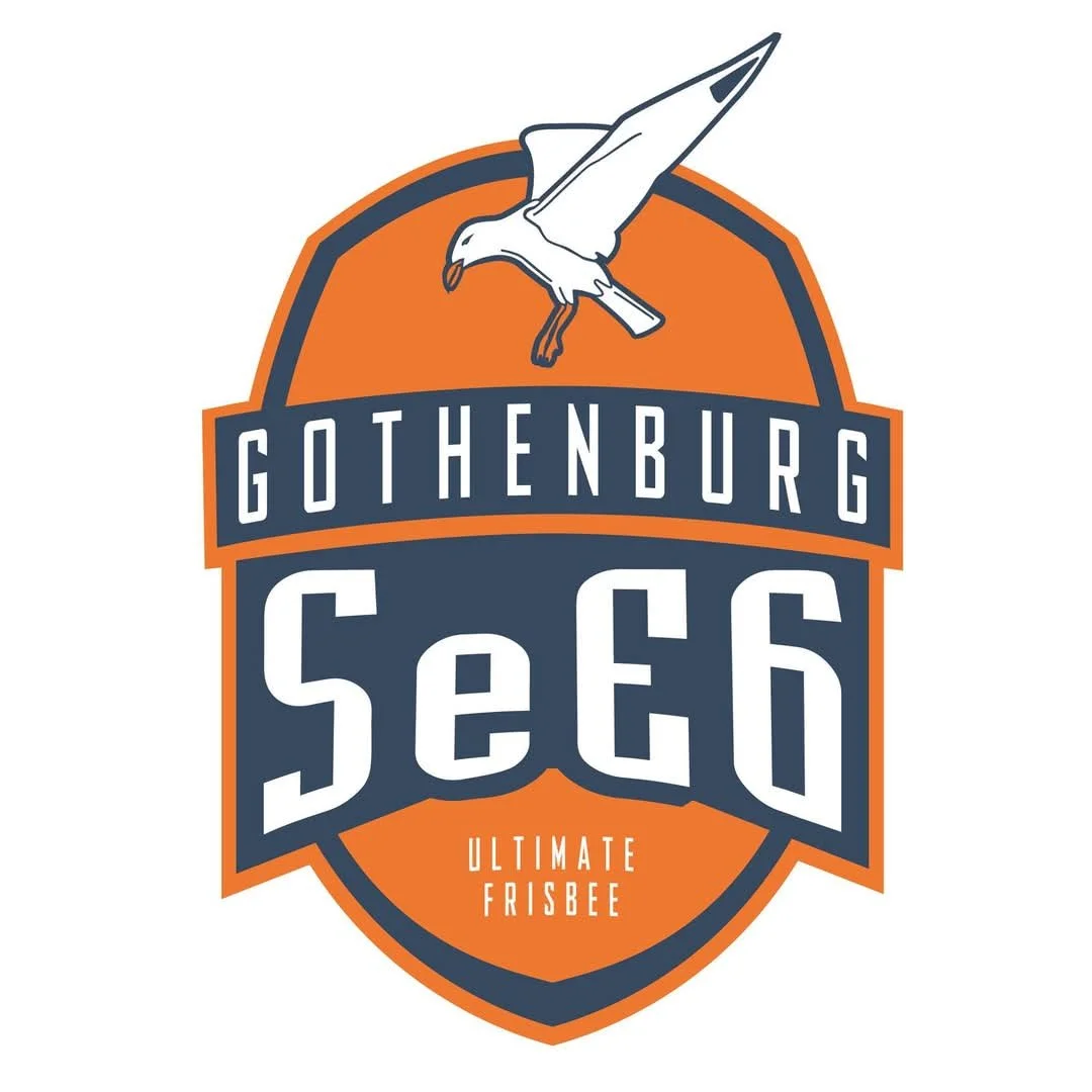 SeE6 Logotyp. Vapensköld med lagets namn och en vit fågel