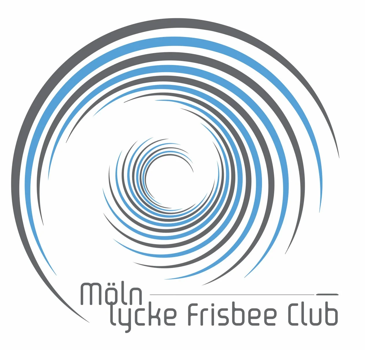 Logotyp för mölnlycke ultimate, blåa och svarta streck som bildar en cirkel-spiral.