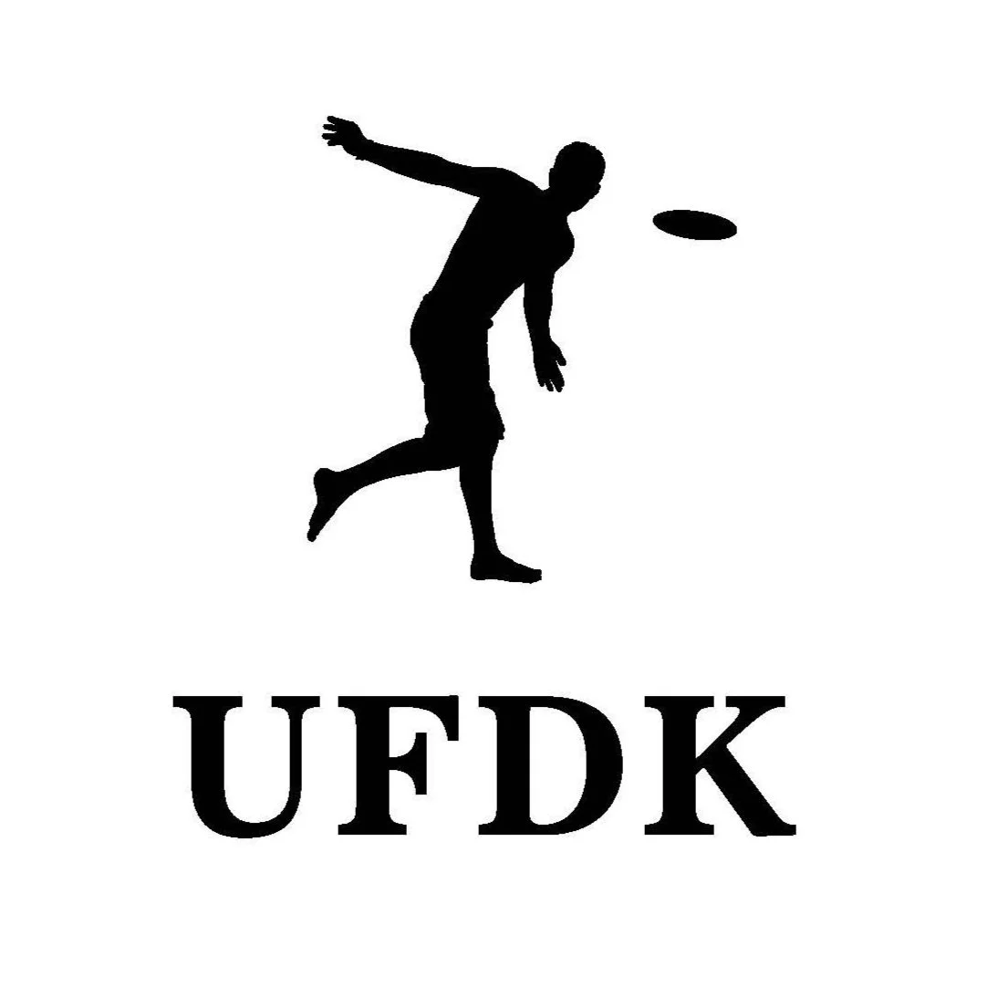 Logotyp för Uppsala Frisbee, silhuett av en person som kastar en frisbee