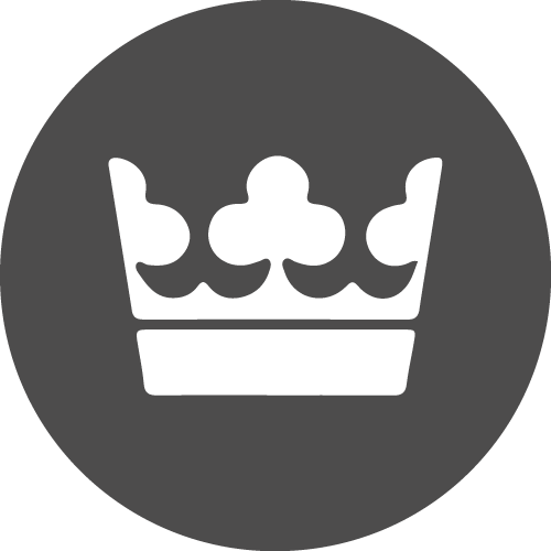 Logotyp för Stockholm ultimate frisbee club. En svartcirkel med en vit krona.