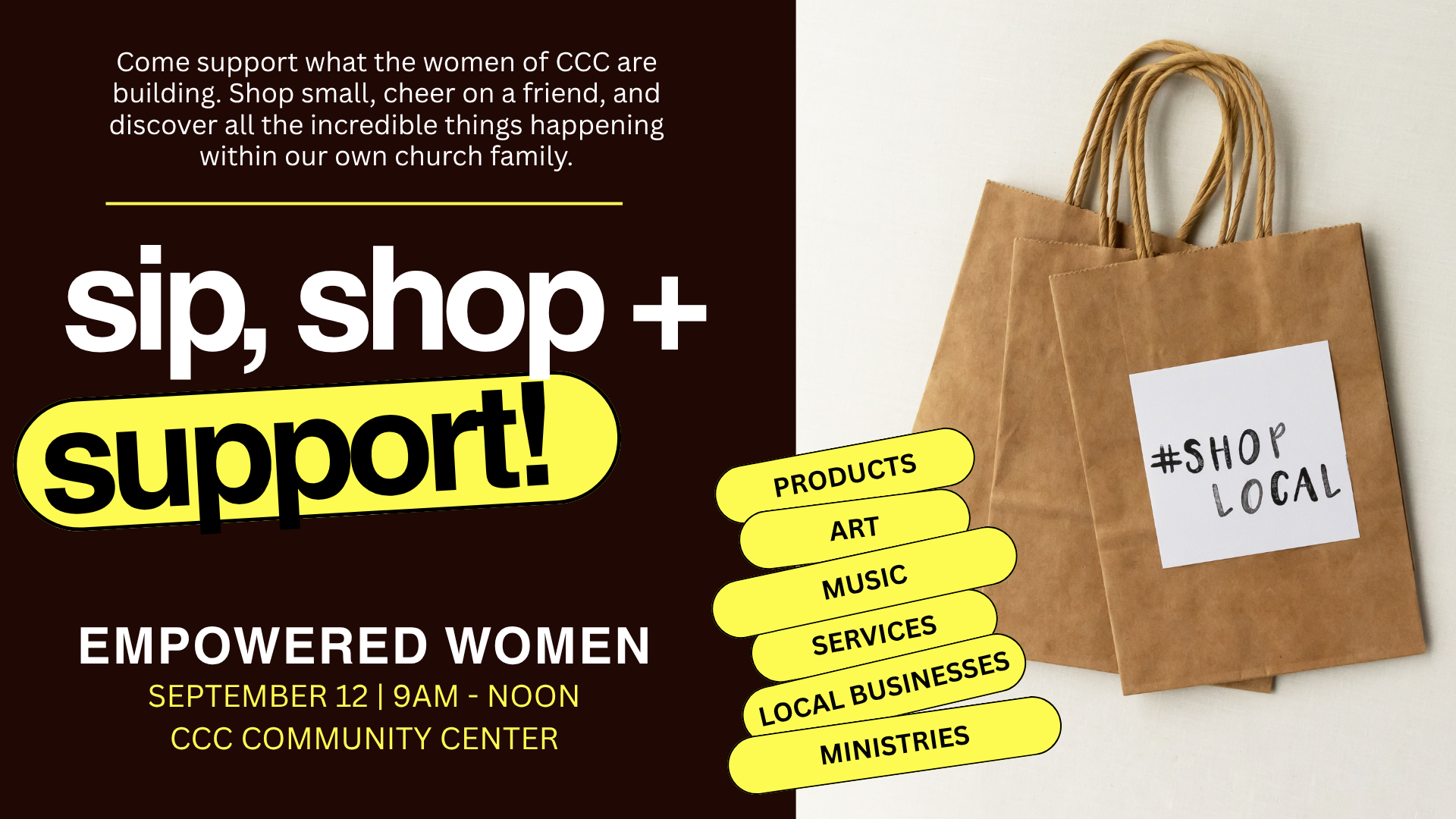 Sip, Shop, + Support Women's Event