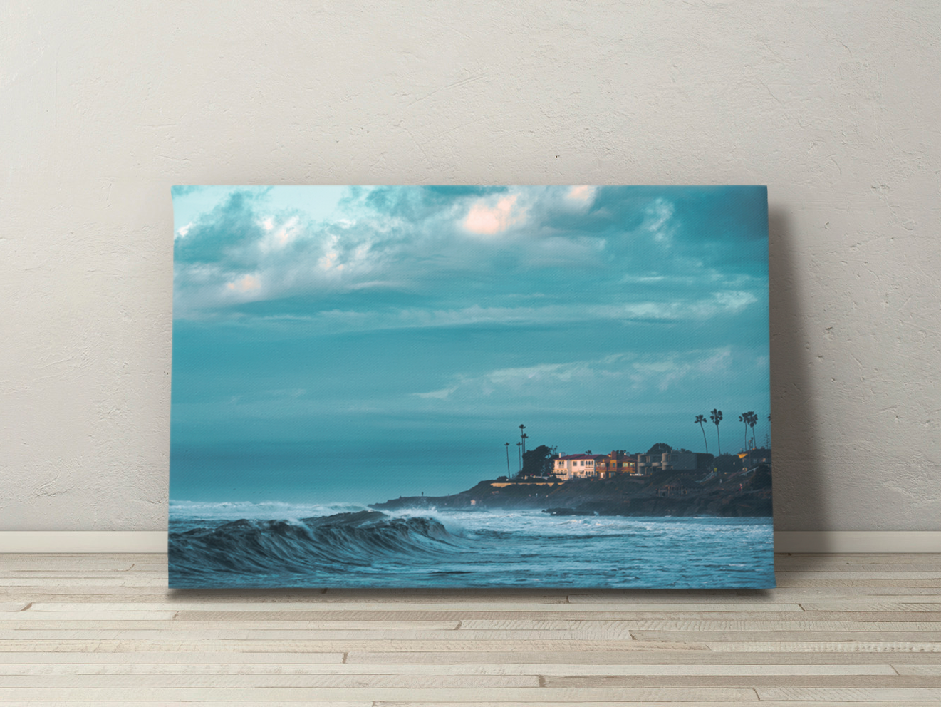 Gallery-wrapped canvas print of stormy sea and sky near La Jolla, California.