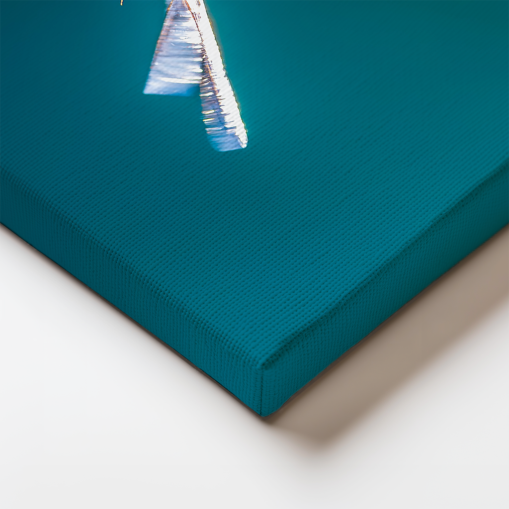 Gallery-wrapped canvas edge detail featuring the dragonfly’s wing fading into the wrap for a seamless 3D effect.