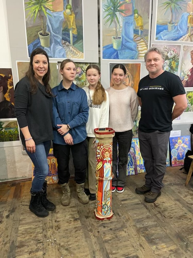 These 3 incredibly talented students painted Howitzer Powder Tube and gifted it to The IBC in thanks for our support of Ukraine