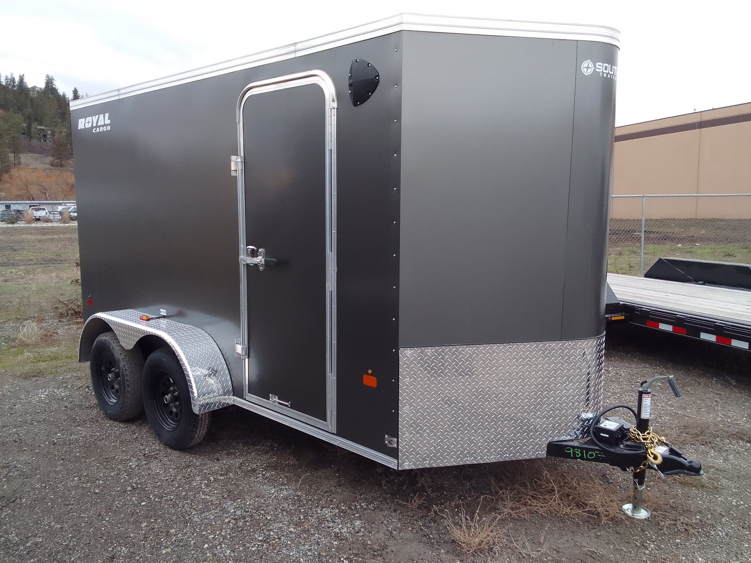 Royal 6′ x 14′ VNose Cargo Trailer (Tandem axle / Ramp door / Charcoal) — Workfleets Trailers