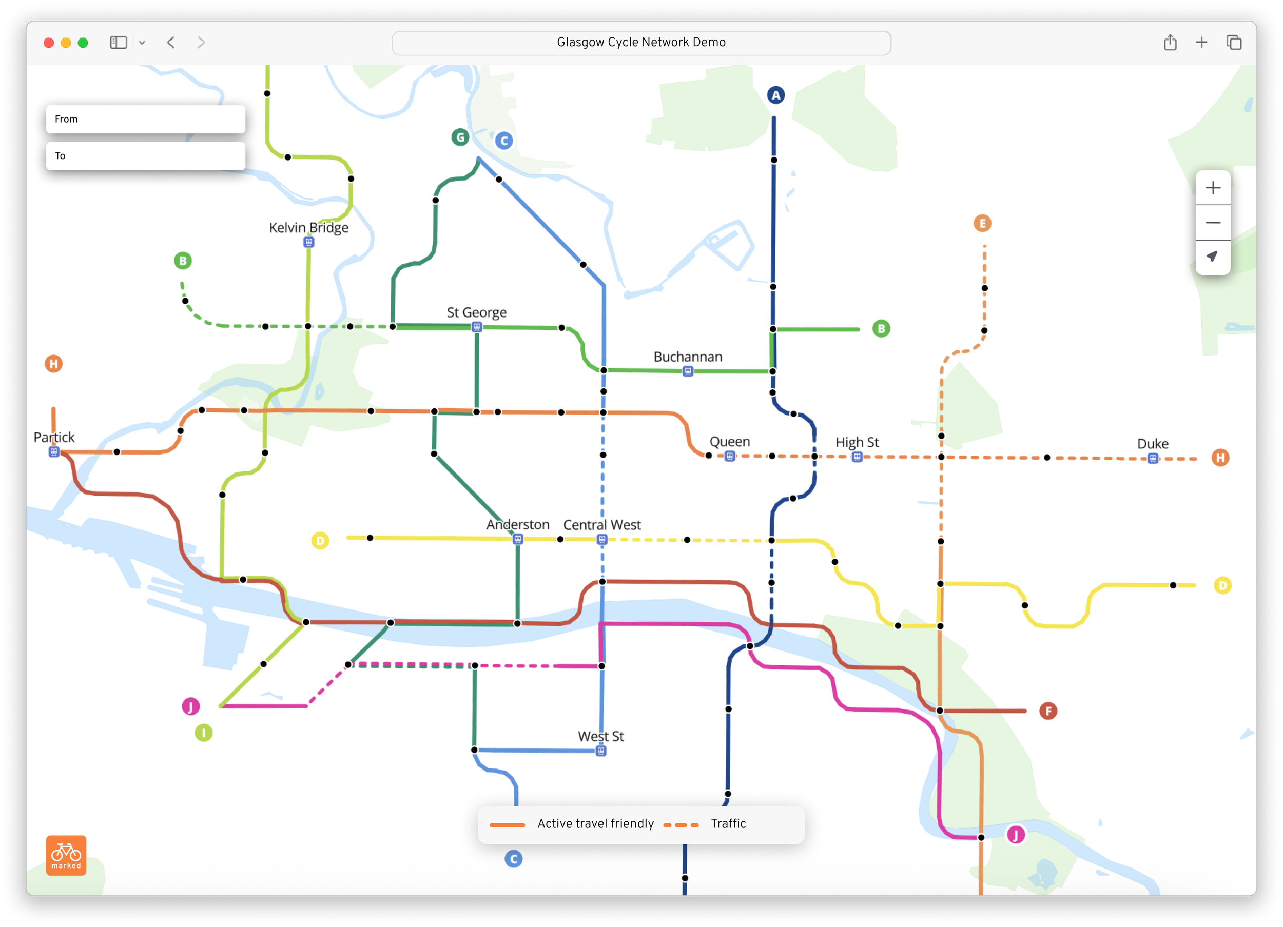 Simple Wayfinding Maps Safe & Simple Bike Navigation - MARKED Wayfinding System