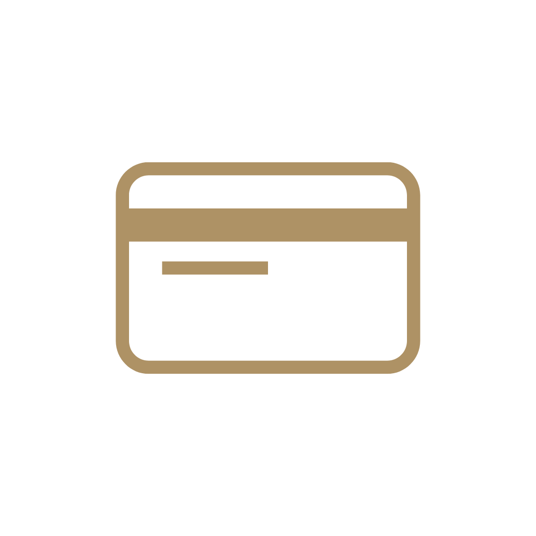 Gold credit card icon on a blank background