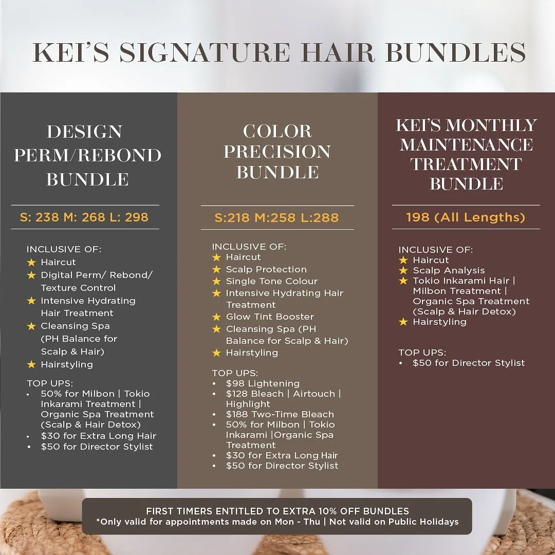 Treat yourself to a luxurious experience with KEI's Signature Hair Bundles that are specially designed to elevate your look and leave you with gorgeous hair. 💆🏻&zwj;♀️✨

❗️First-Timers get to enjoy an EXTRA 10% off our bundles❗️

Terms &amp; Condit