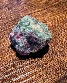 A green and reddish pink Ruby Fuchsite crystal