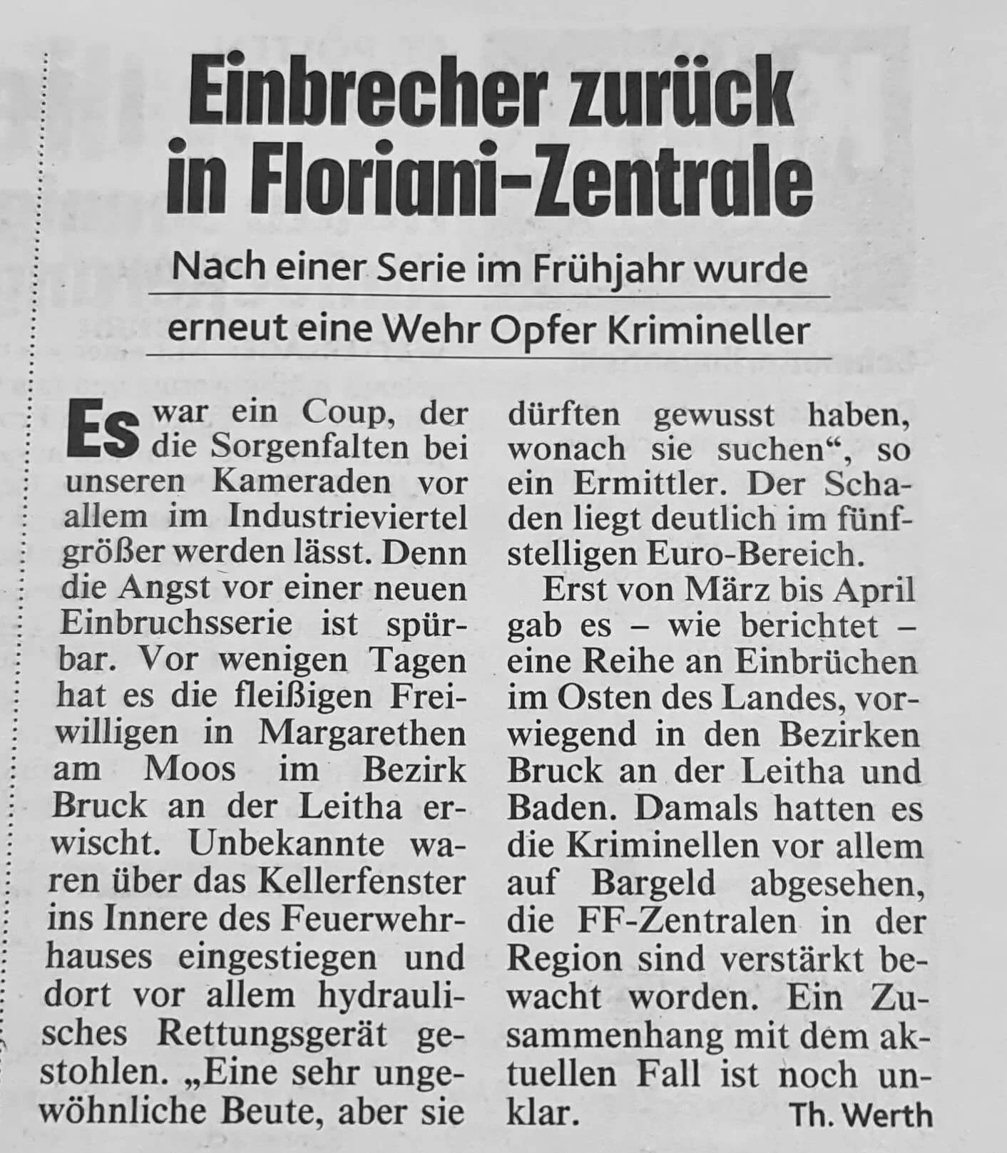 ++ Einbruch im Feuerwehrhaus ++⚡️
Liebe Kamerad:innen der @feuerwehr_margarethen_moos - leider kommt uns der, in der heutigen Ausgabe der @kronen.zeitung geteilte Artikel nur all zu bekannt vor. 🗞️
Unbekannte Täter haben sich in der Nacht v