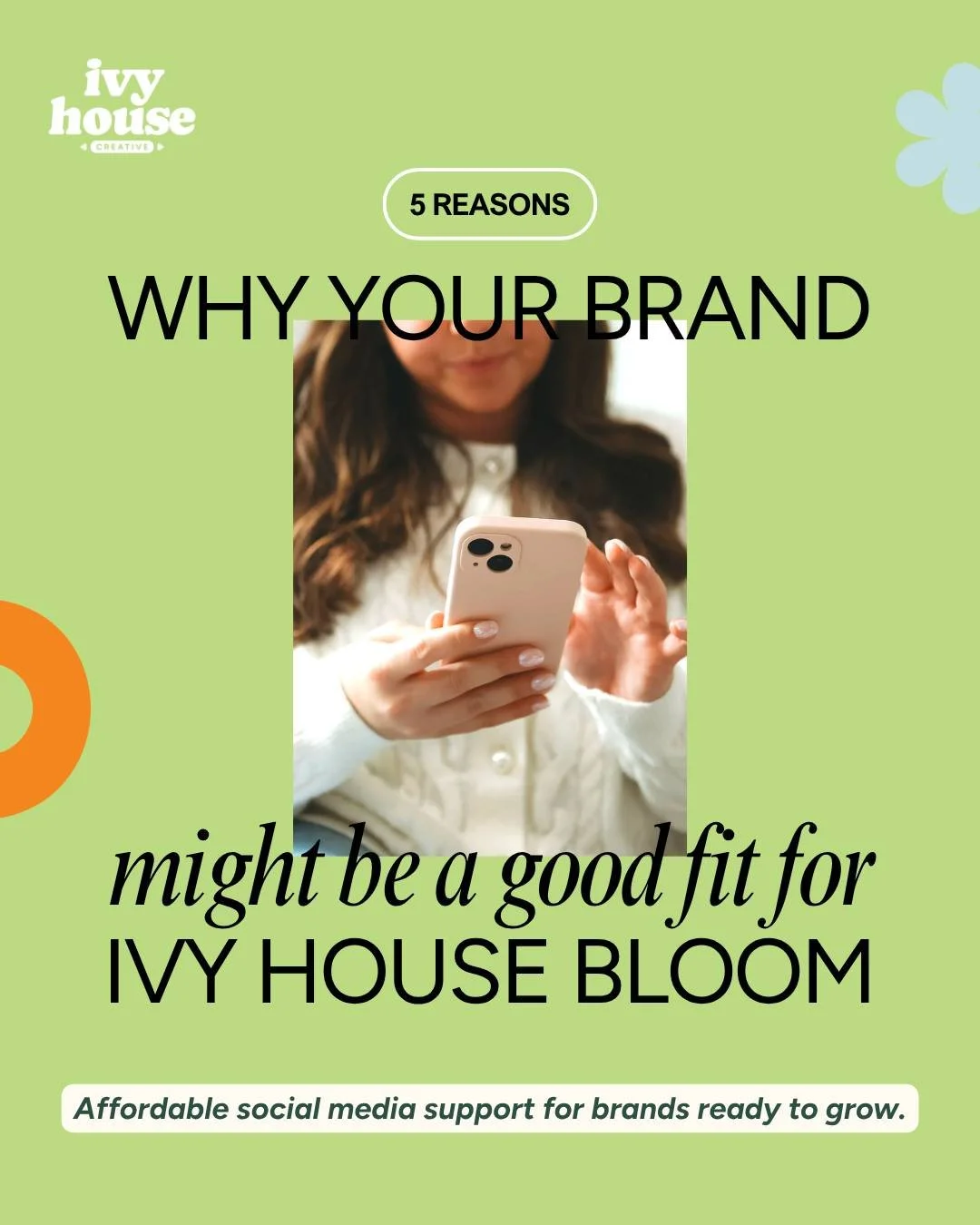 You do not need a full marketing team to start showing up online consistently 🌱

That&rsquo;s exactly why we created Ivy House Bloom.

Bloom is designed for growing brands that already have the vision, products, and passion but need creative support
