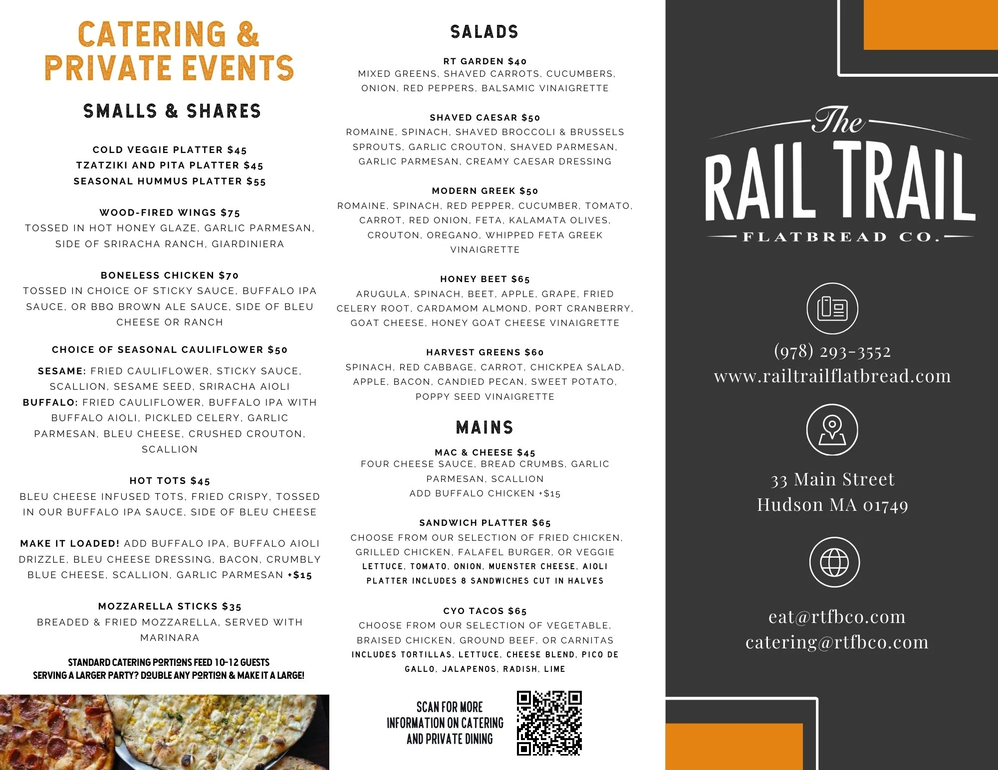 Catering Menu — Rail Trail Flatbread Company