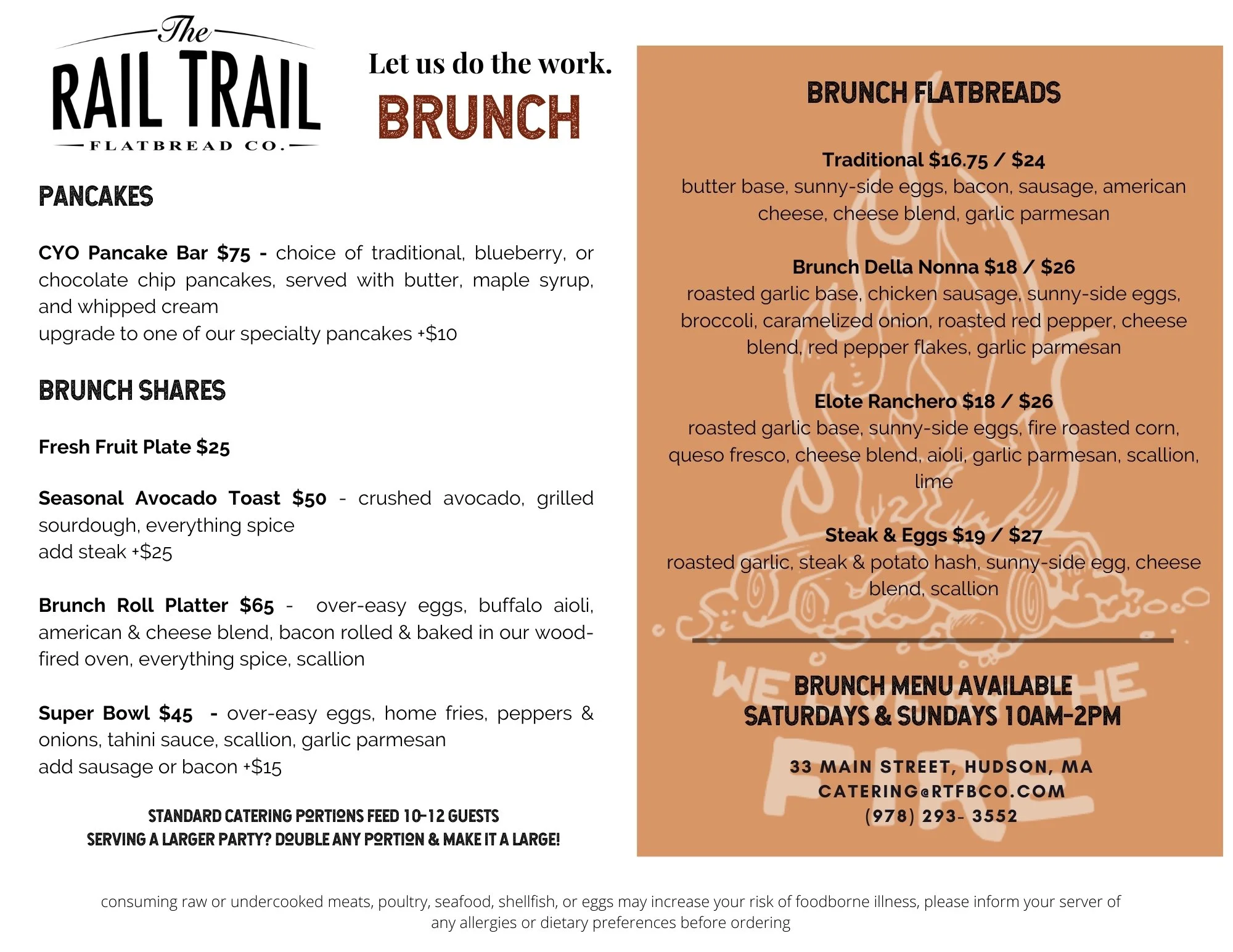 Catering Menu — Rail Trail Flatbread Company