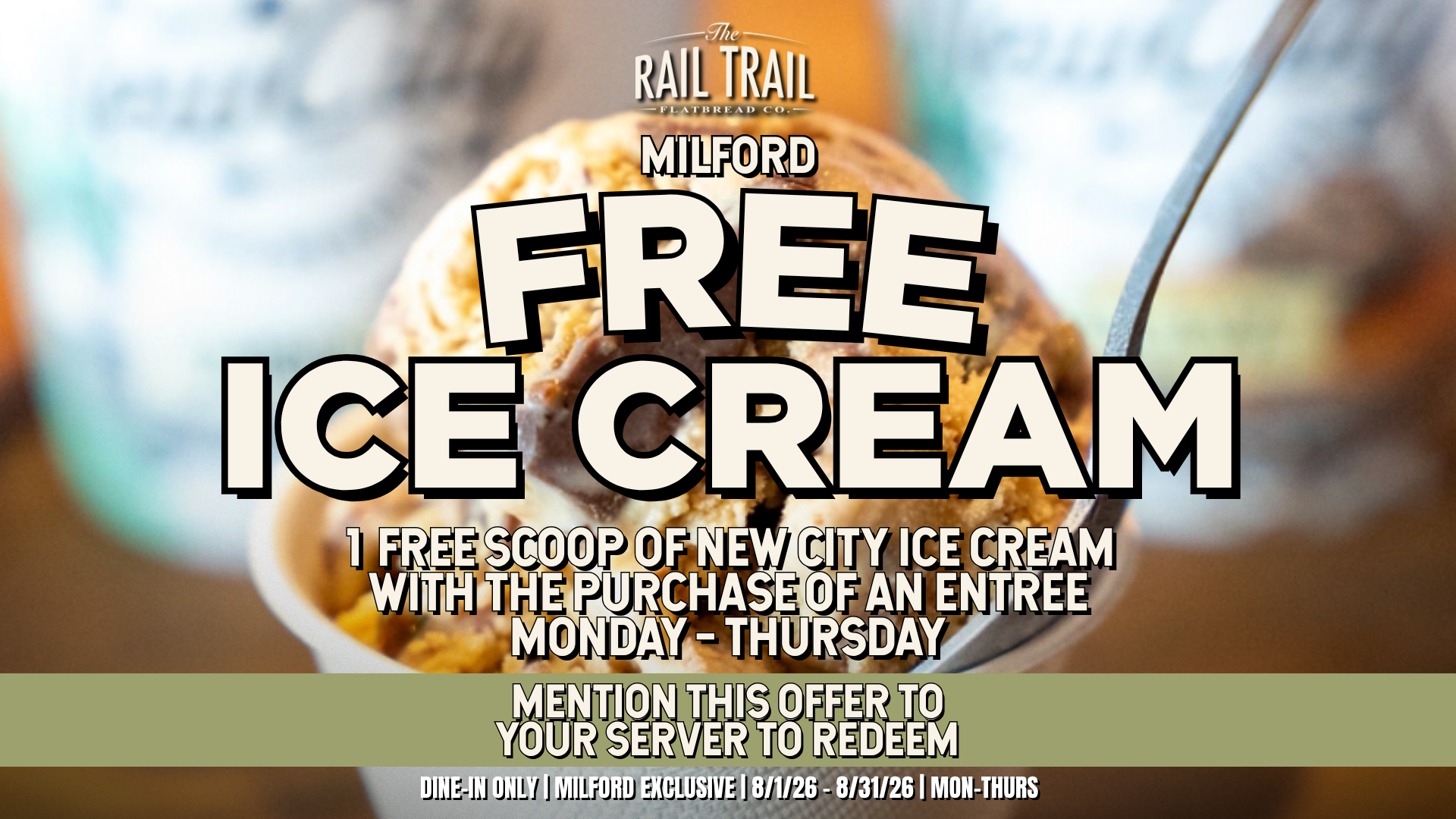 FREE ICE CREAM IN MILFORD: ENJOY A SCOOP ON US AT RAIL TRAIL