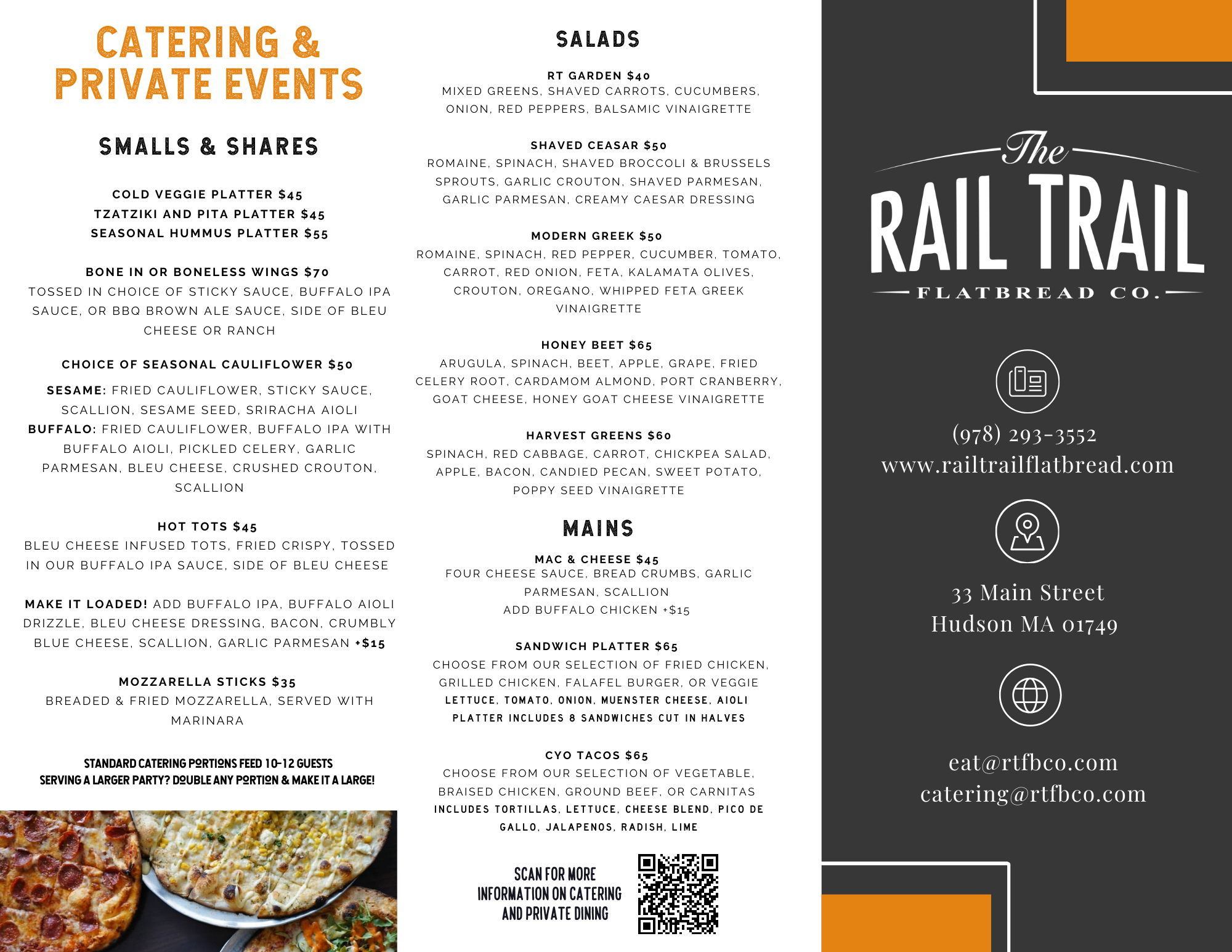 Catering Menu — Rail Trail Flatbread Company