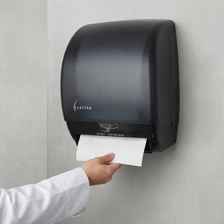 Hands-free paper towel dispensers.