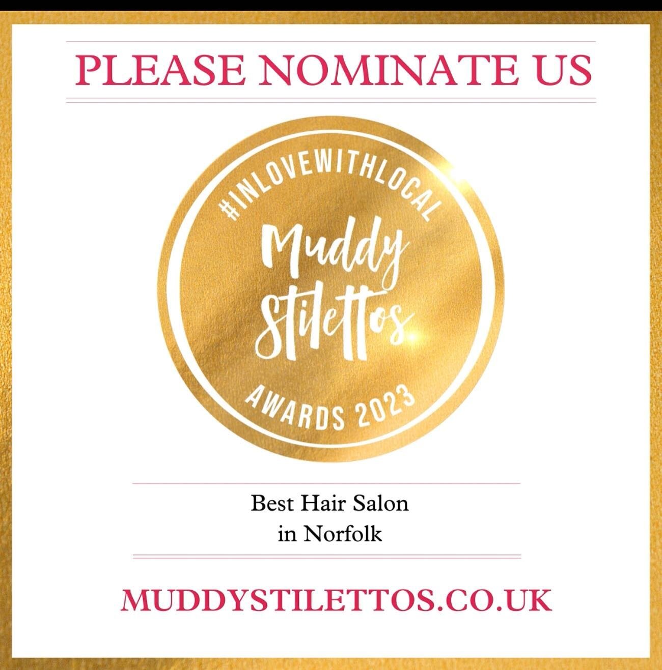 HEY GUYS, some very exiting news, the salon has been nominated for best hair salon in Norfolk, how exciting! We would love love love it if you took 2 minutes out of your day to nominate us so we can make it through to the next stage, the link is in t