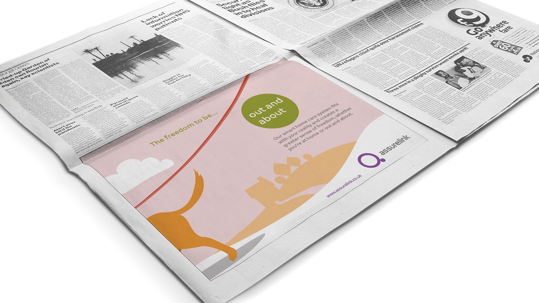 Assurelink brand identity design. Brand illustrations. Advertising concept.