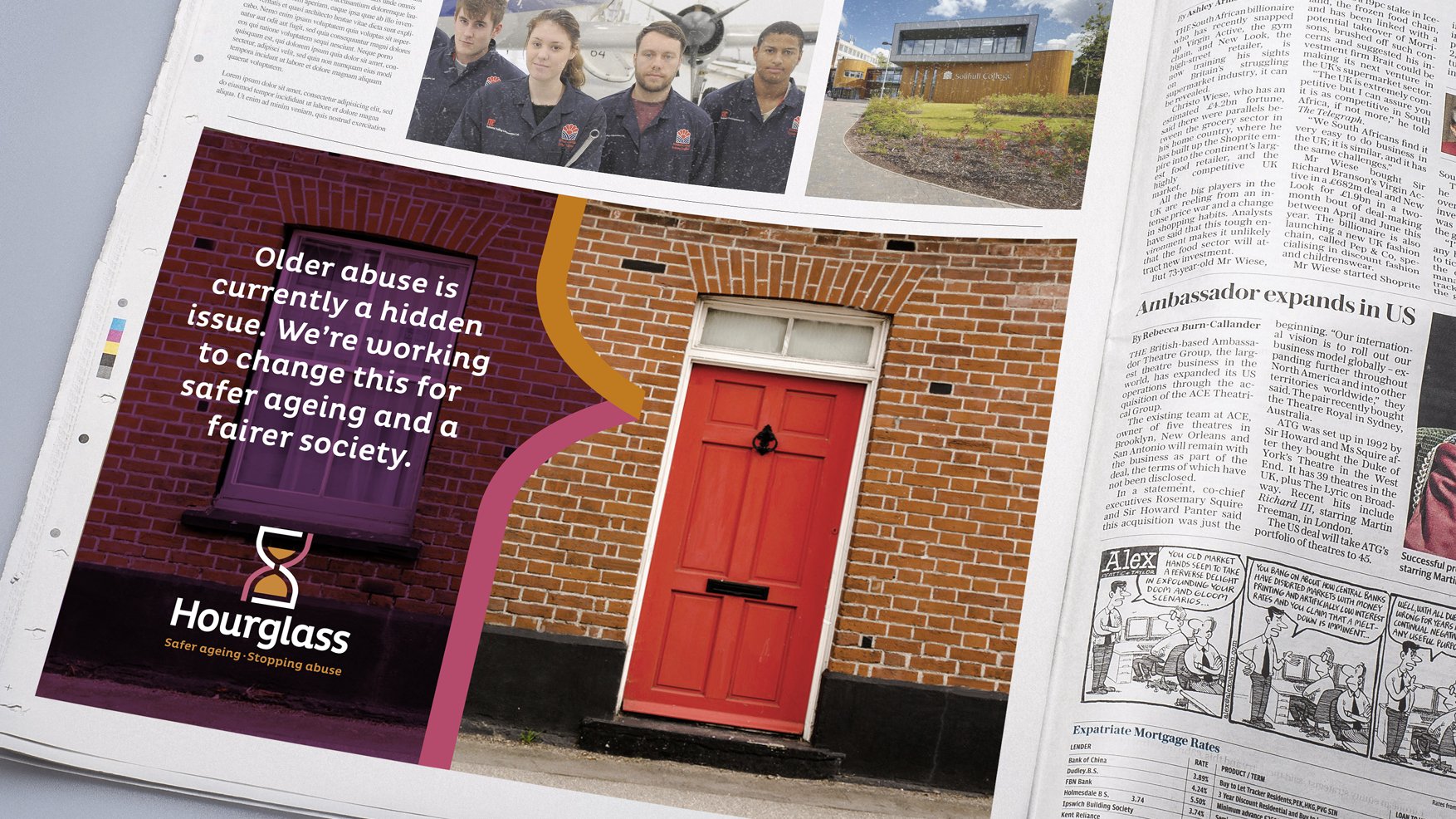 Hourglass Charity identity and brand expression. Communications design.