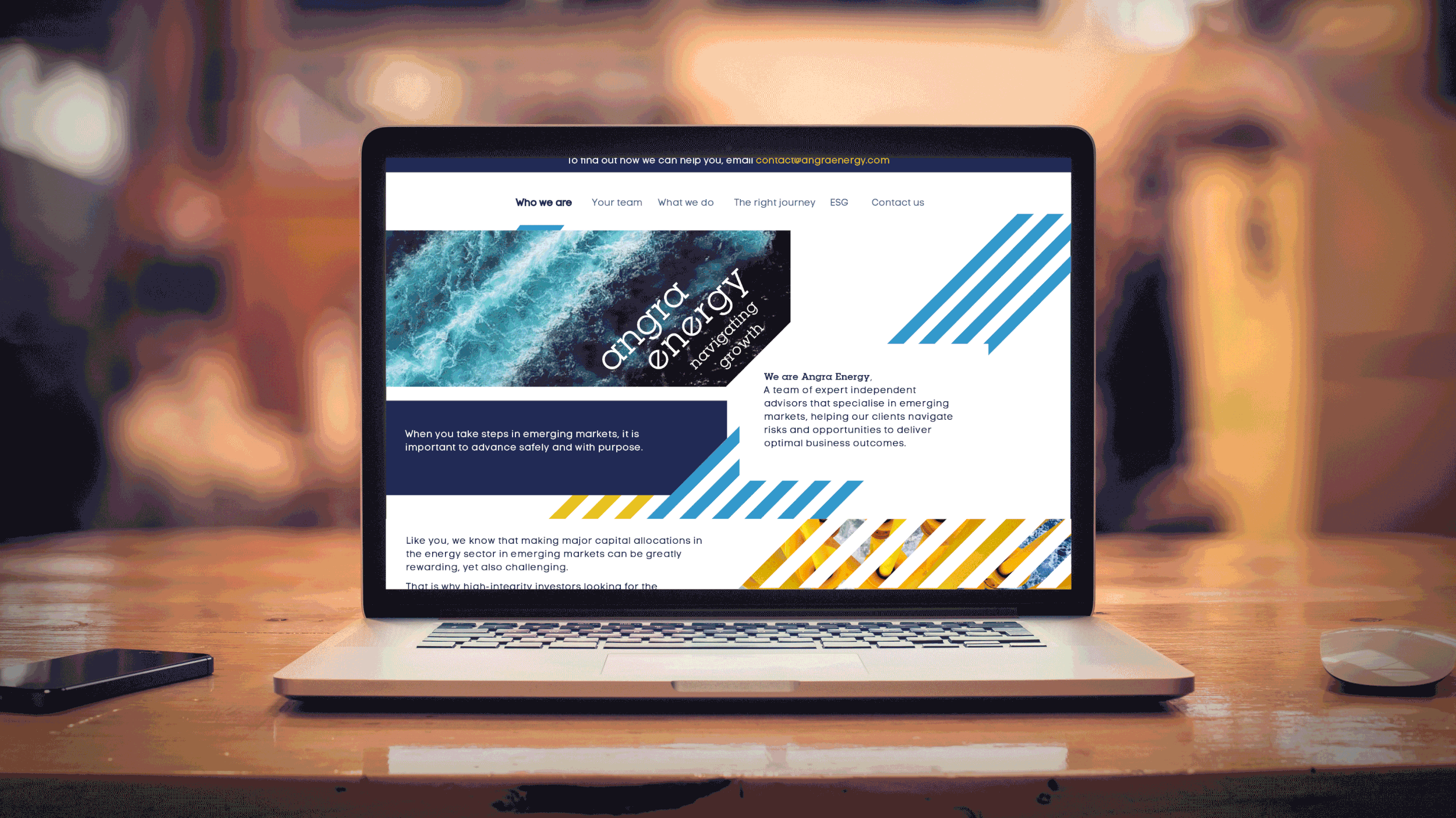 Angra Energy brand identity. Website design.