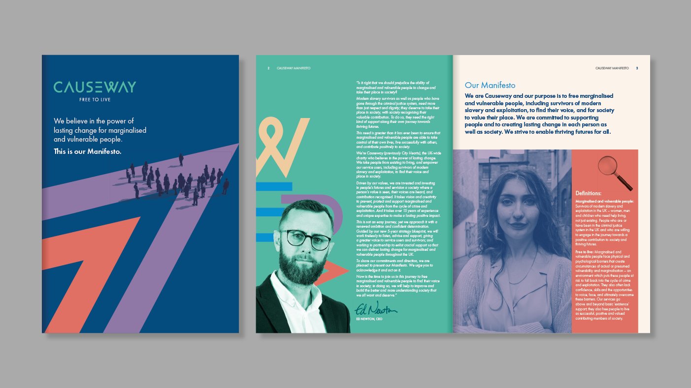 Causeway charity brand naming and identity. Brand Manifesto