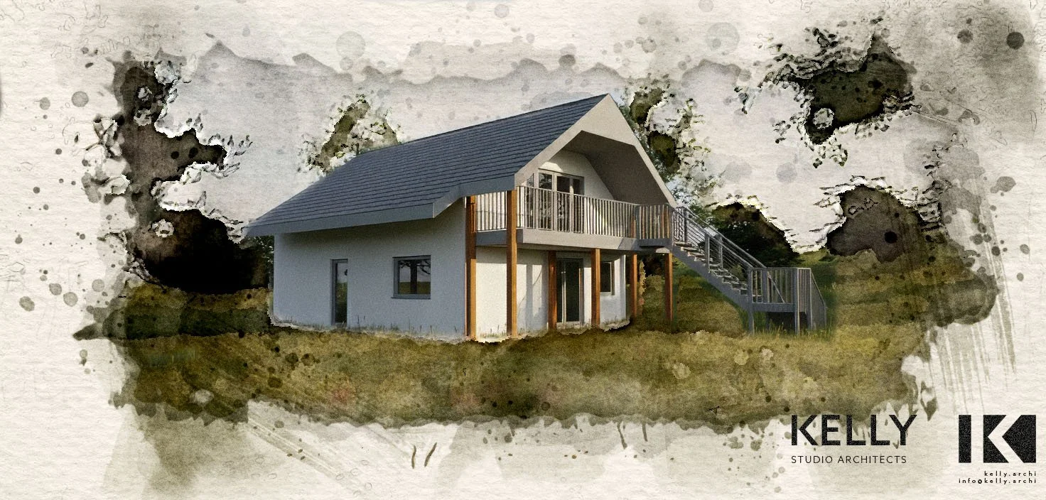 Strawbale House visualisation northern elevation