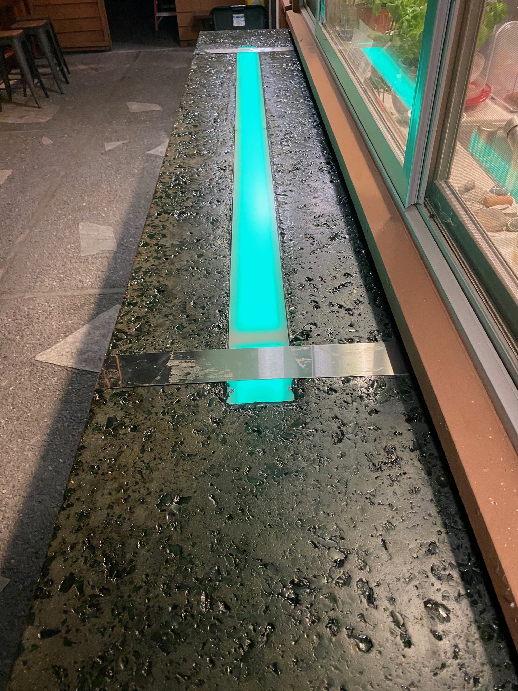 Pellegrino glass countertop with integrated WiFi LED multi colored lights