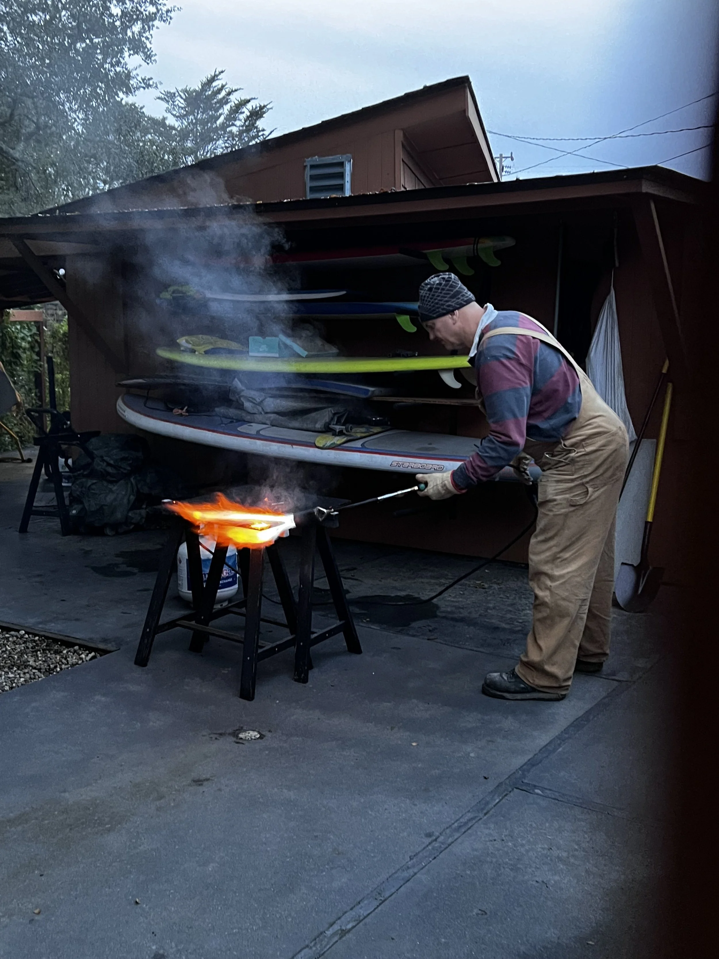 Example of making Shou Sugi Ban - like cladding material