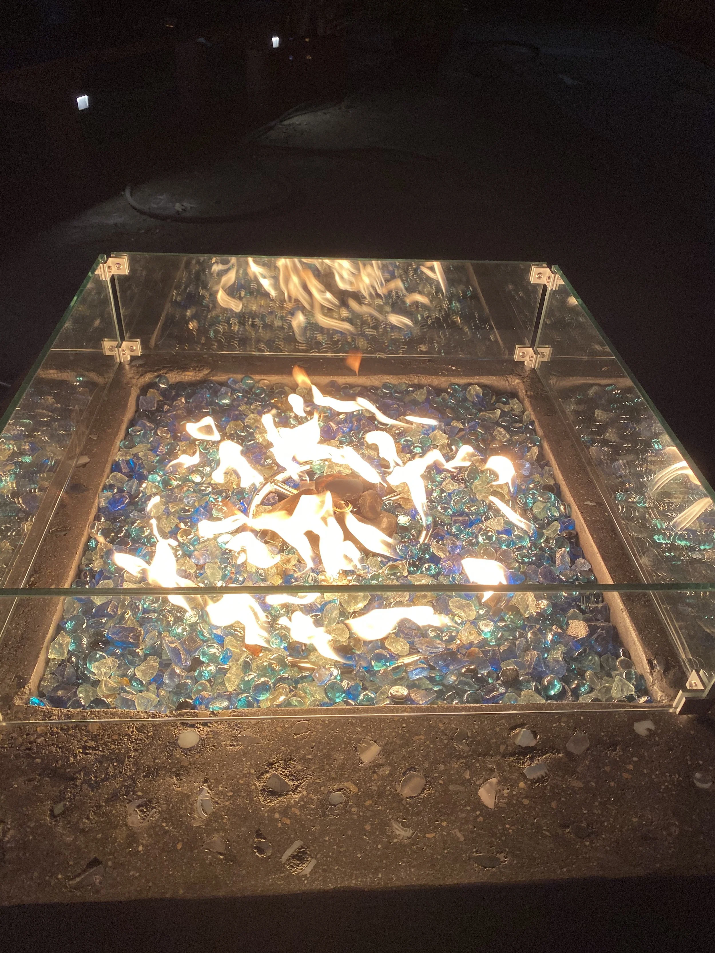 Concrete and seaglass custom firepit