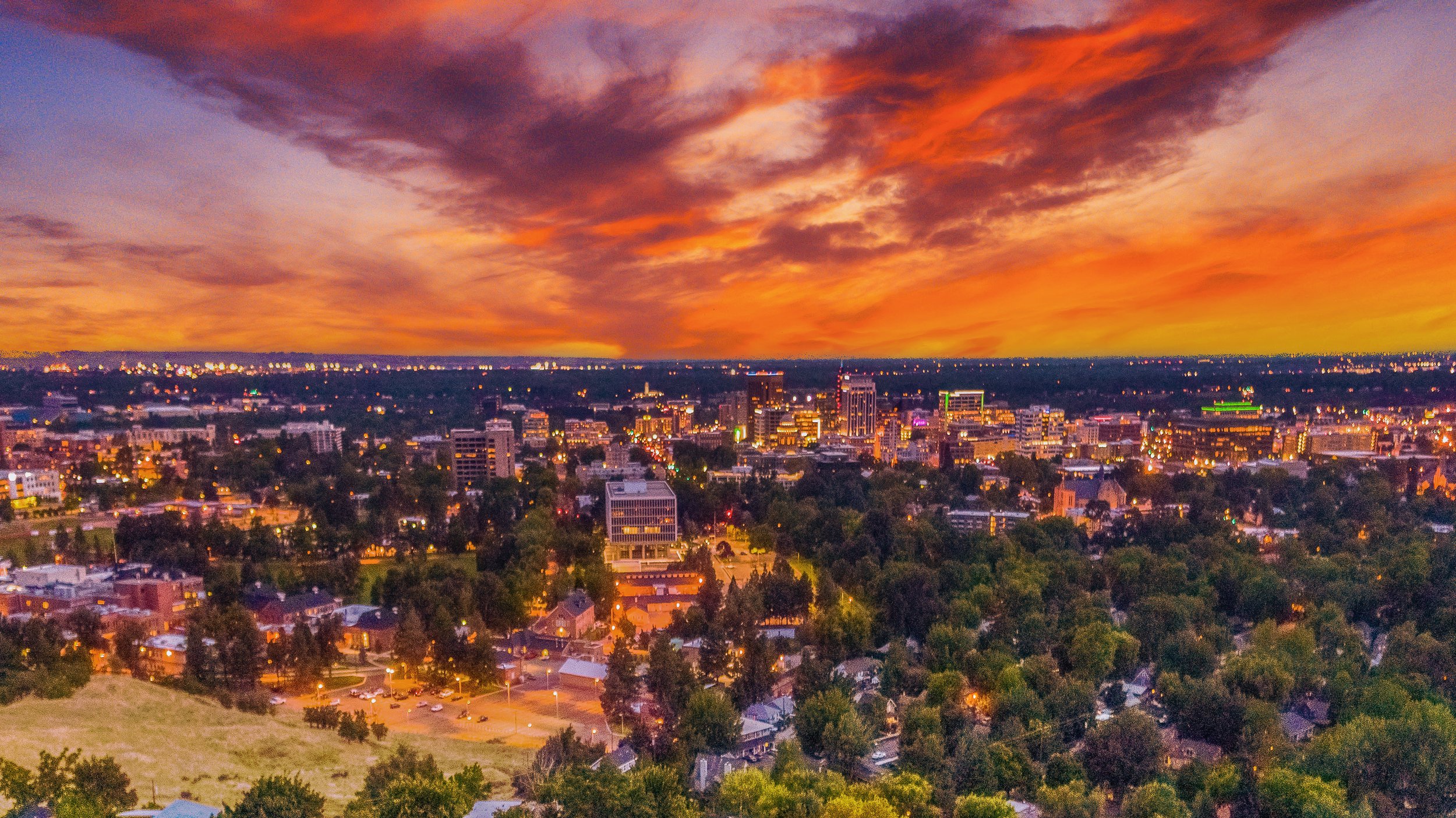 Boise Downtown, Sunset, Illuminated
